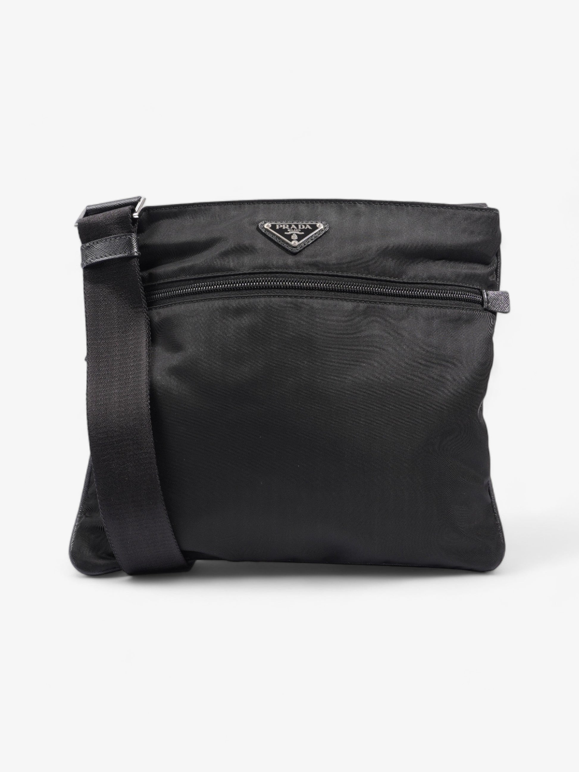 Prada Front Pocket Messenger Bag Nylon Black Medium