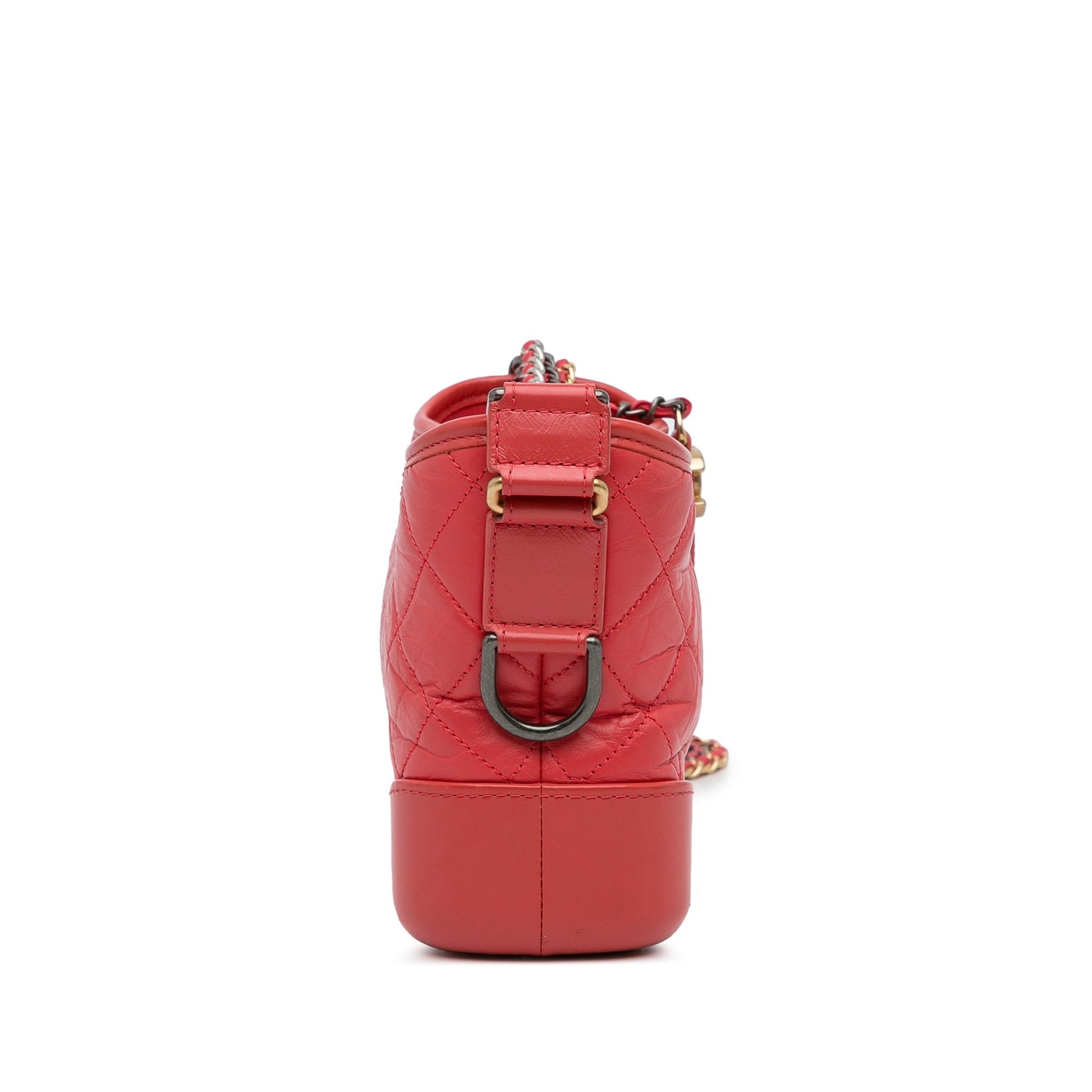 Red Chanel Small Chevron Lambskin Gabrielle Crossbody