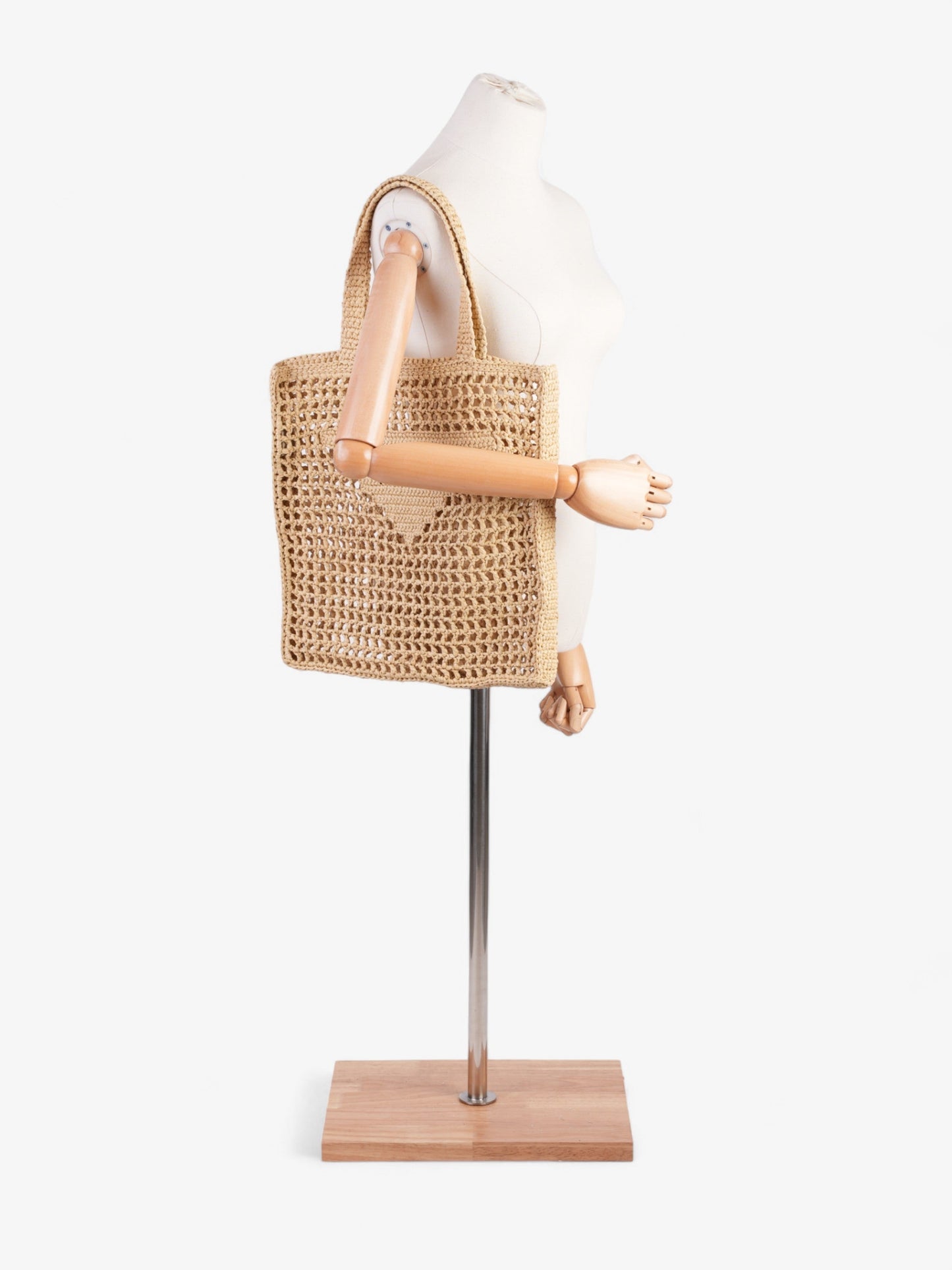 Prada Crochet Tote Natural Raffia Small Shoulder Bag