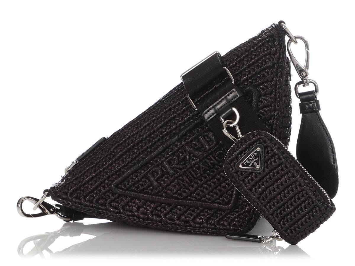 Prada Triangle Crochet Bag Black Satchel Bag