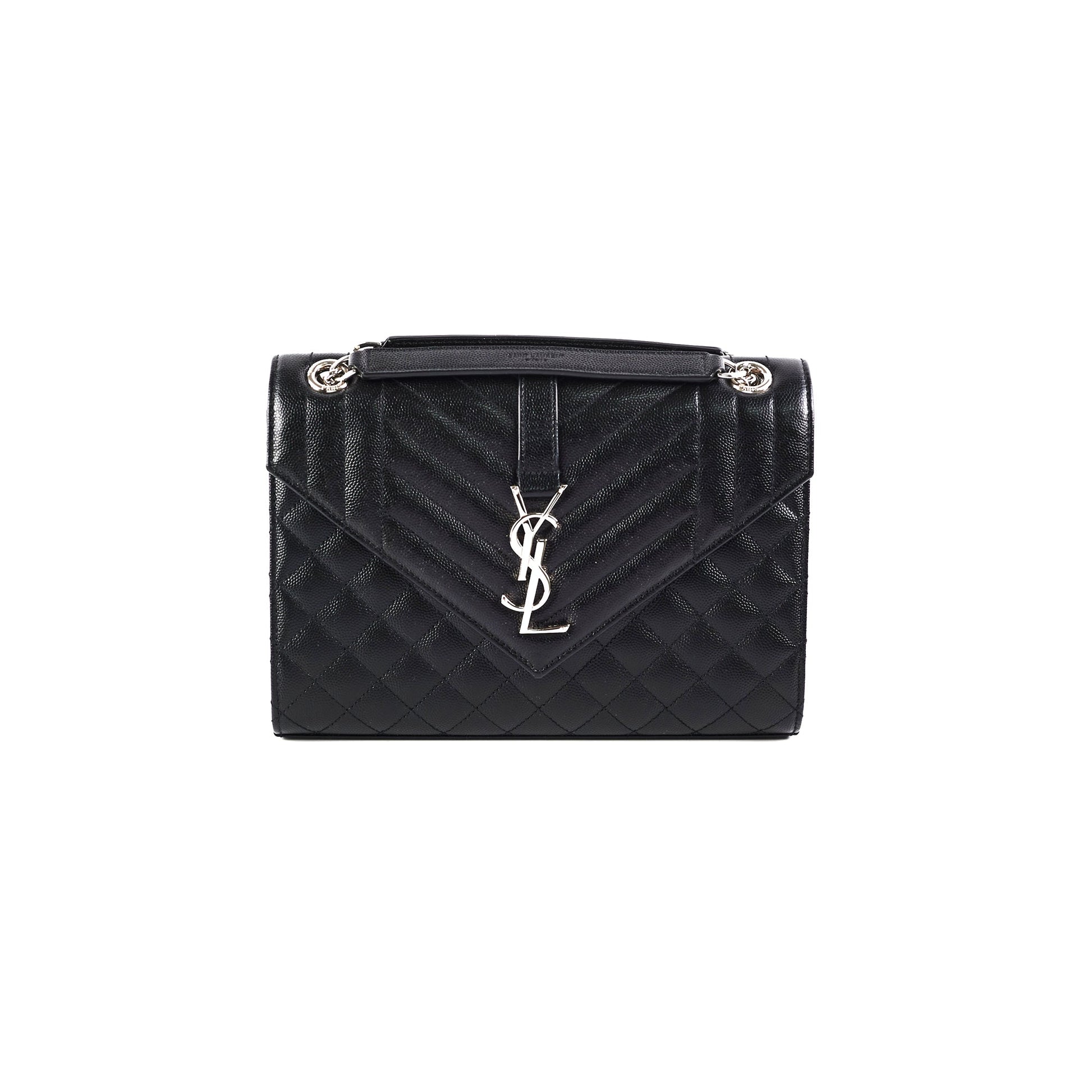 YSL Saint Laurent Envelope Shoulder Bag Black Medium