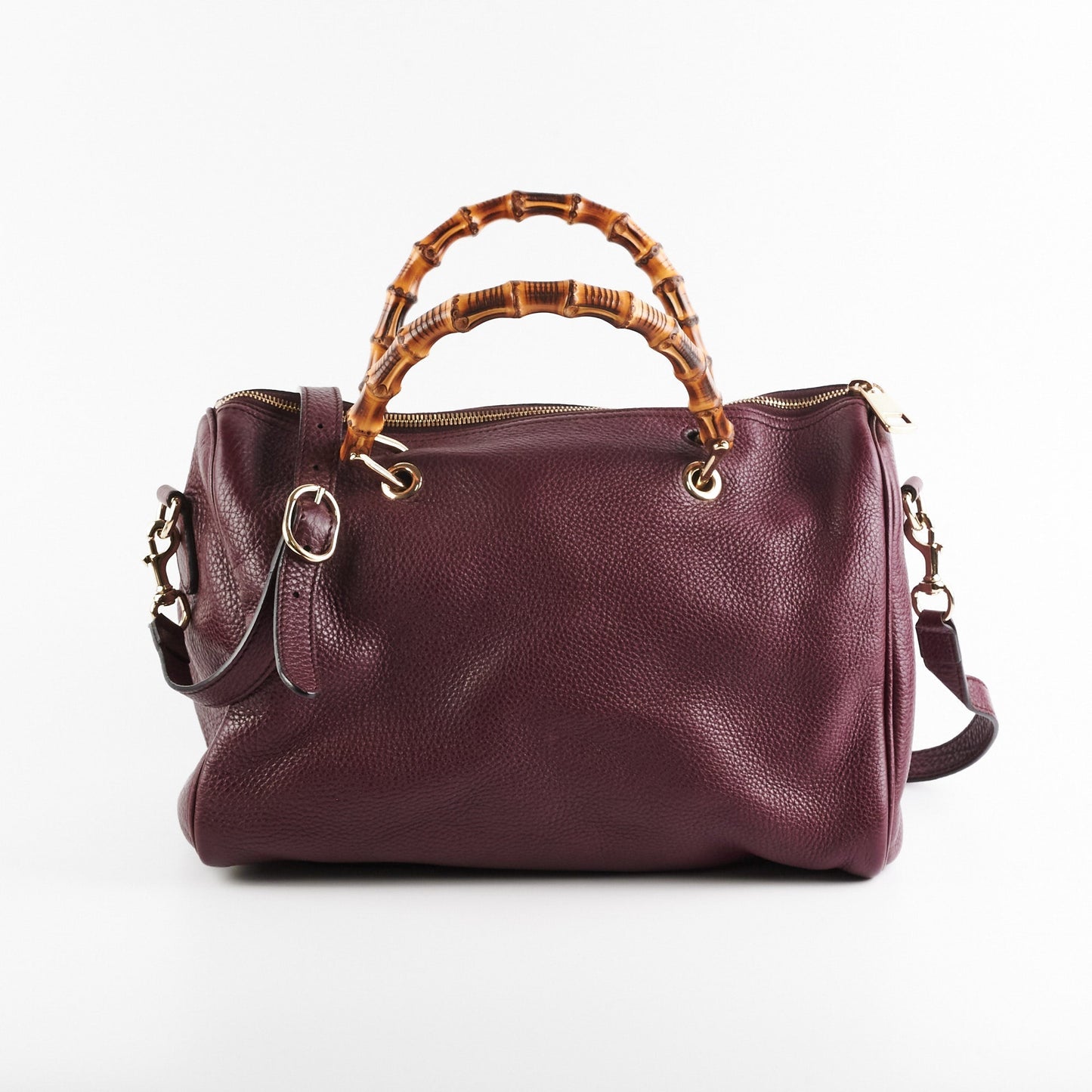 Gucci Bamboo Burgundy Handbag Medium Travel Bag