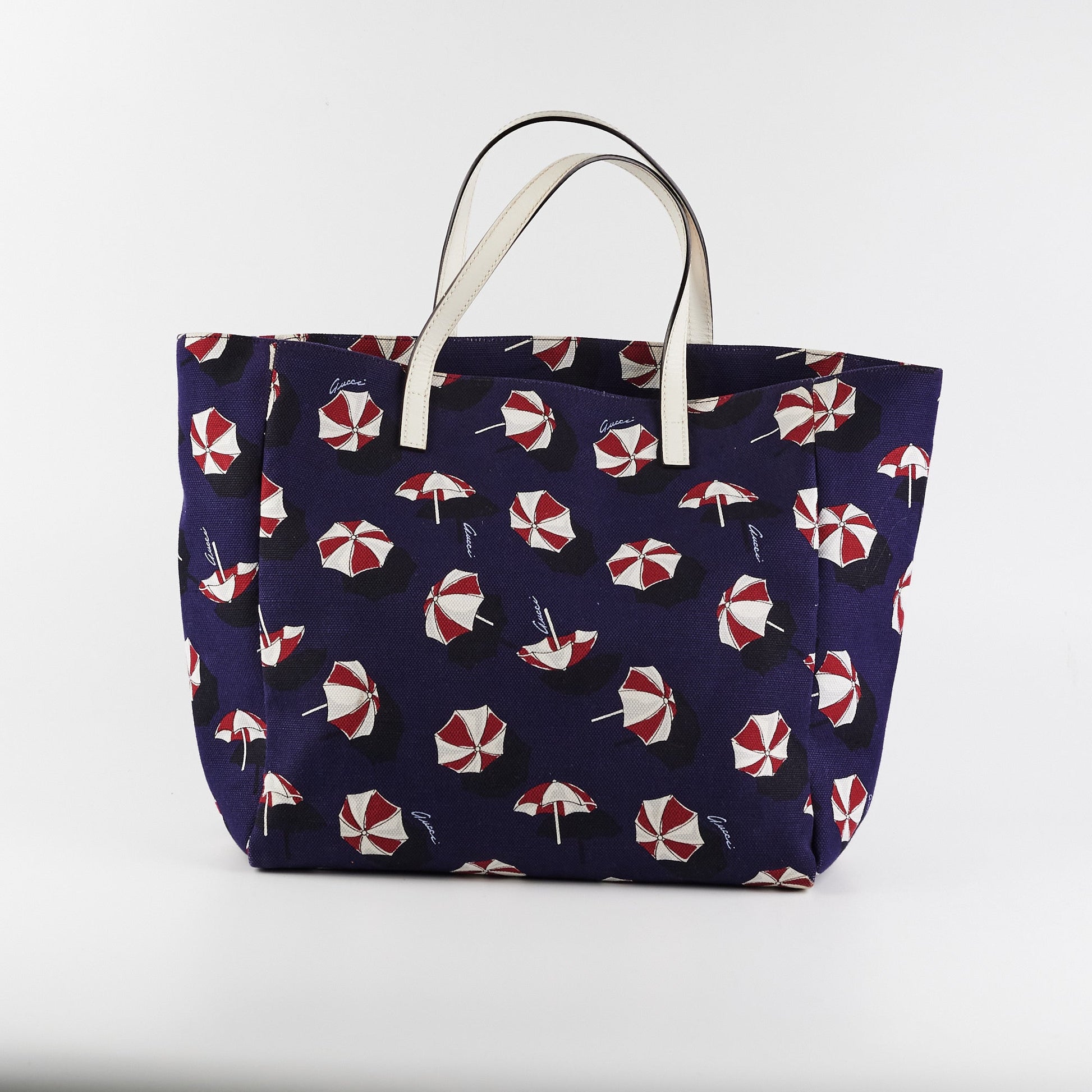 Gucci Tote Bag Umbrellas Navy Nylon Blue