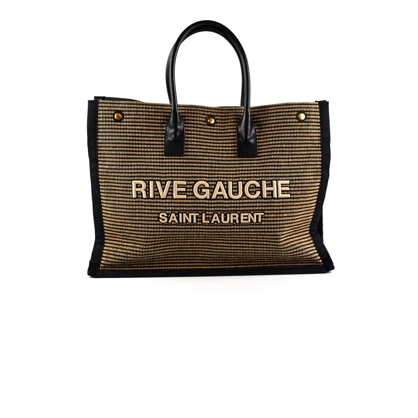 YSL Saint Laurent Rive Gauche Tote Bag Black Beige