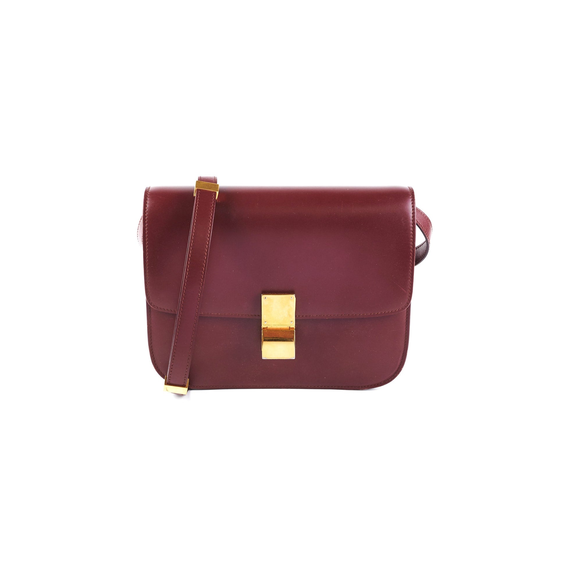 Luxury Box Burgundy Handbag Medium Travel Bag