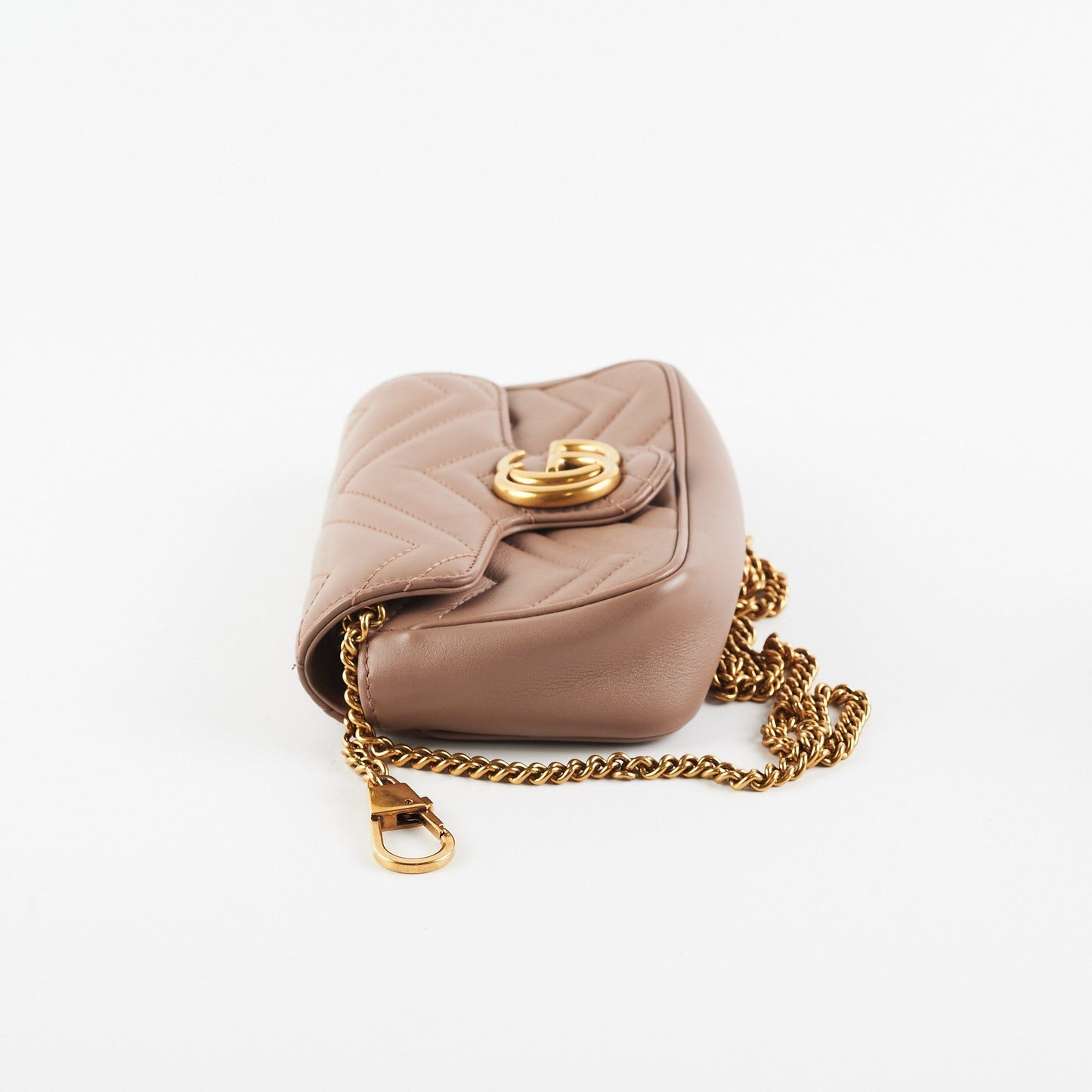 Gucci Supermini Marmont Dusty Crossbody Bag Matelasse Pink