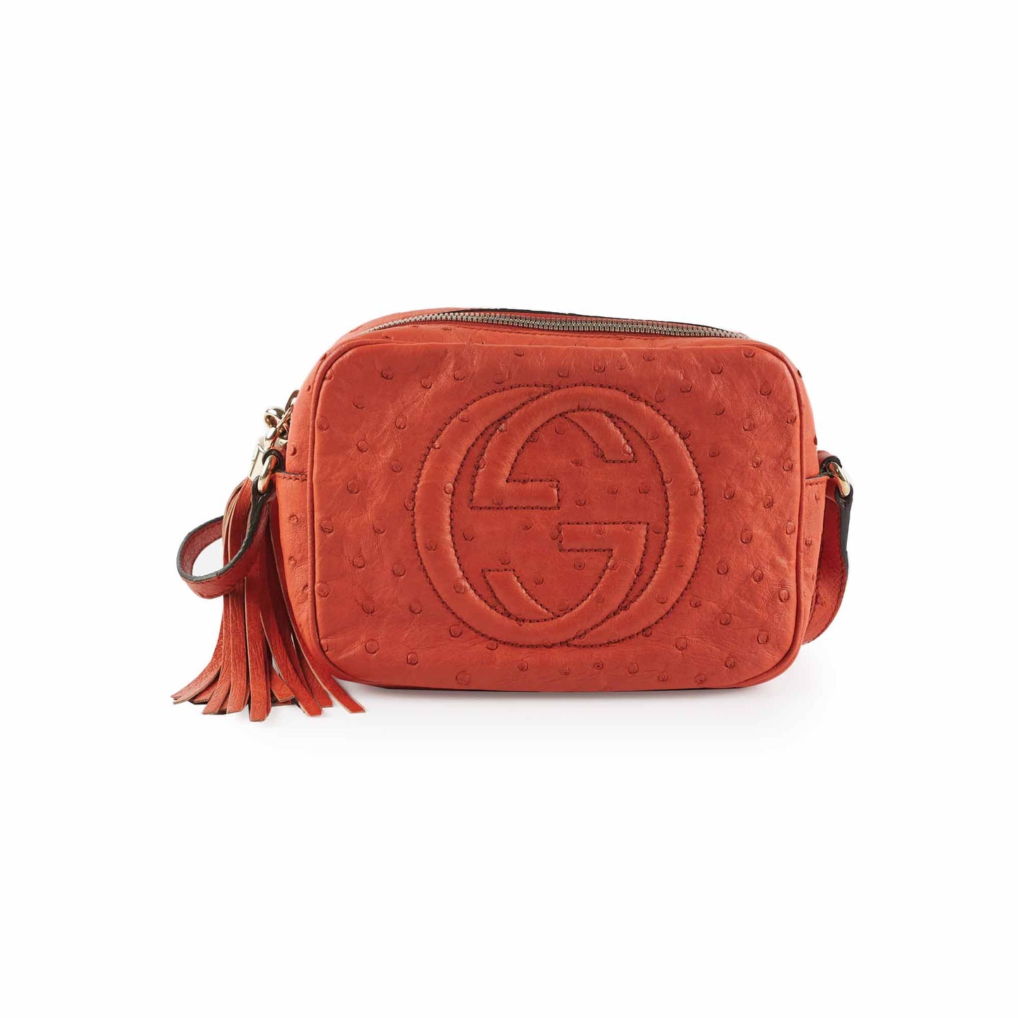 Gucci Ostrich Soho Disco Orange Crossbody Bag