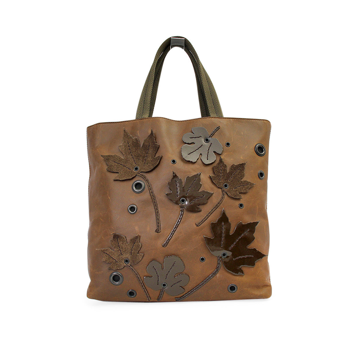Prada Romantic Leaves Tote Tundra Leather Tote Bag