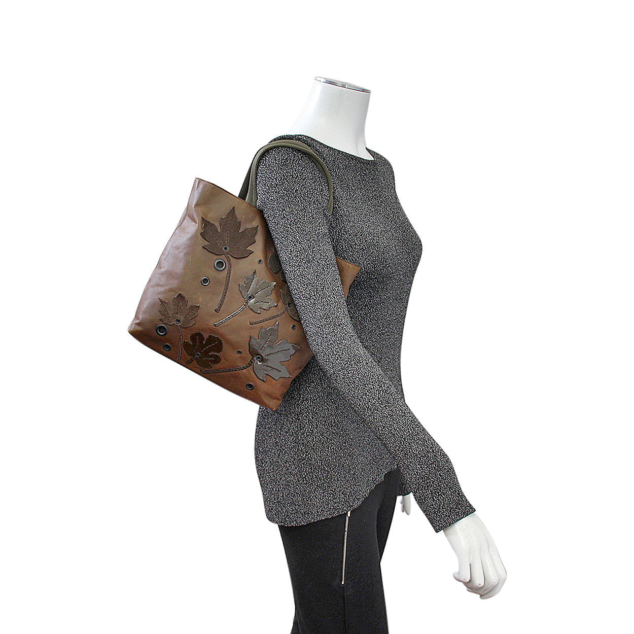 Prada Romantic Leaves Tote Tundra Leather Tote Bag
