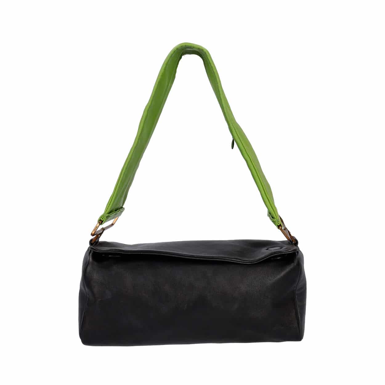 Prada Shoulder Bag Leather Black Green Black Green 1