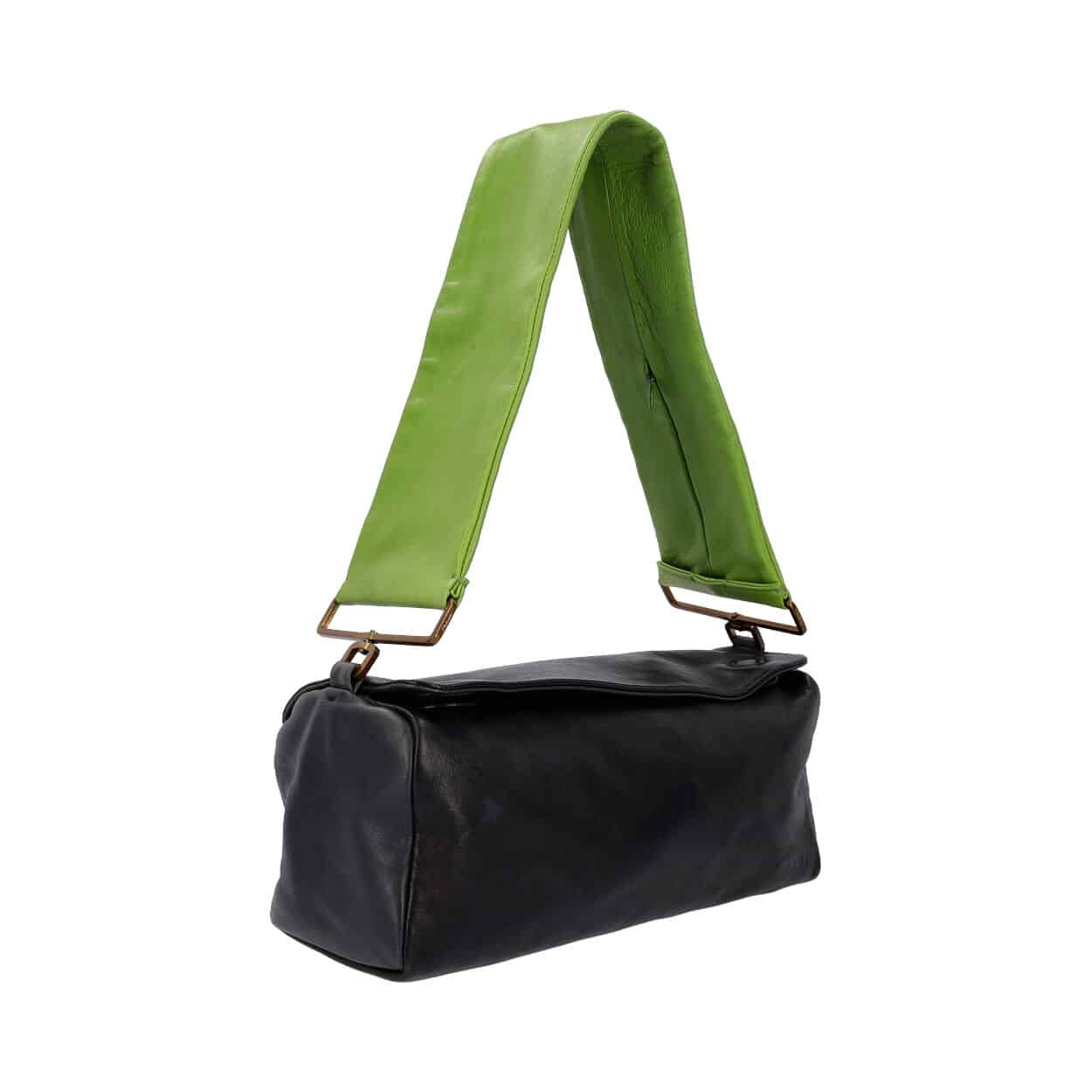 Prada Shoulder Bag Leather Black Green