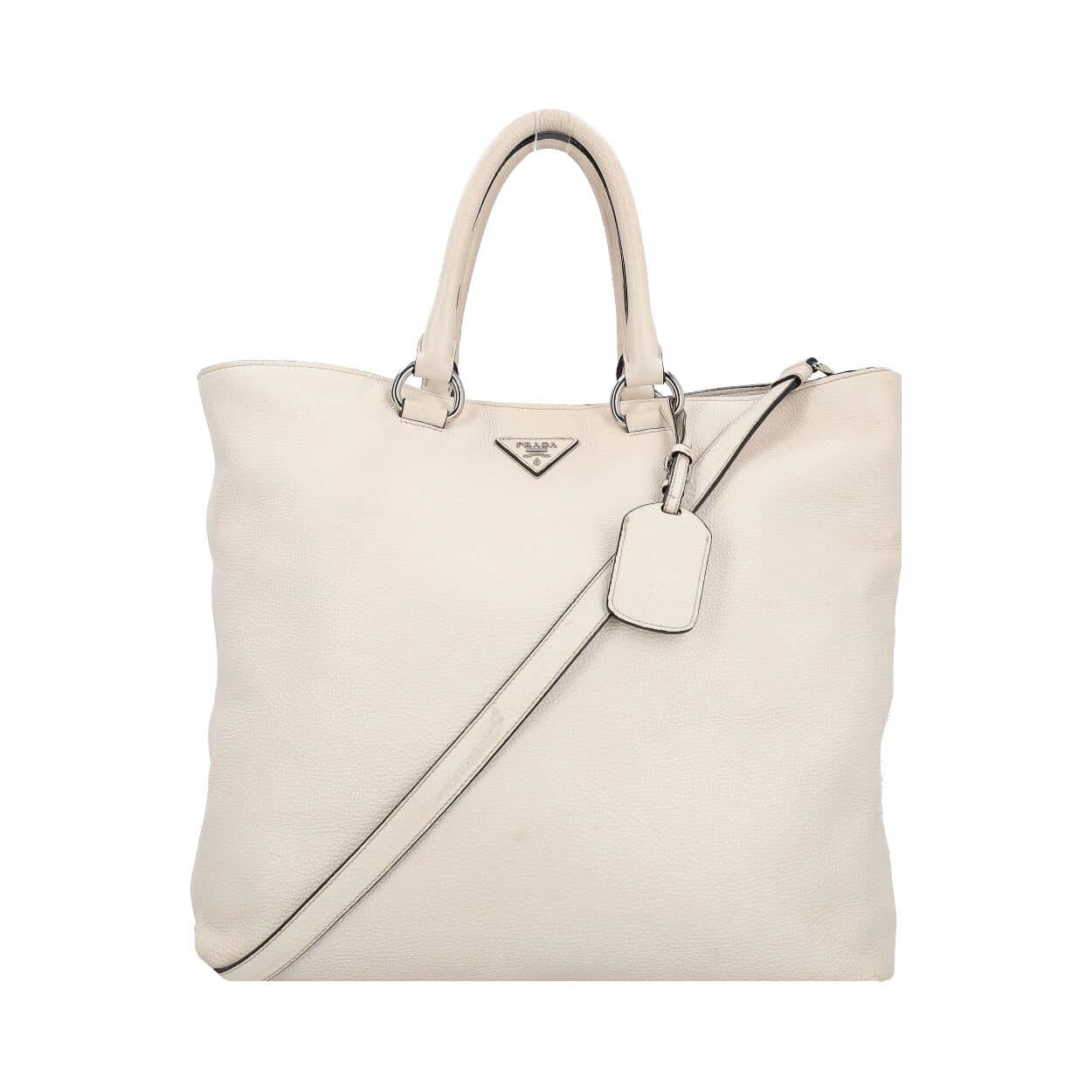 Prada Tote Leather White Tote Bag Tote White 1