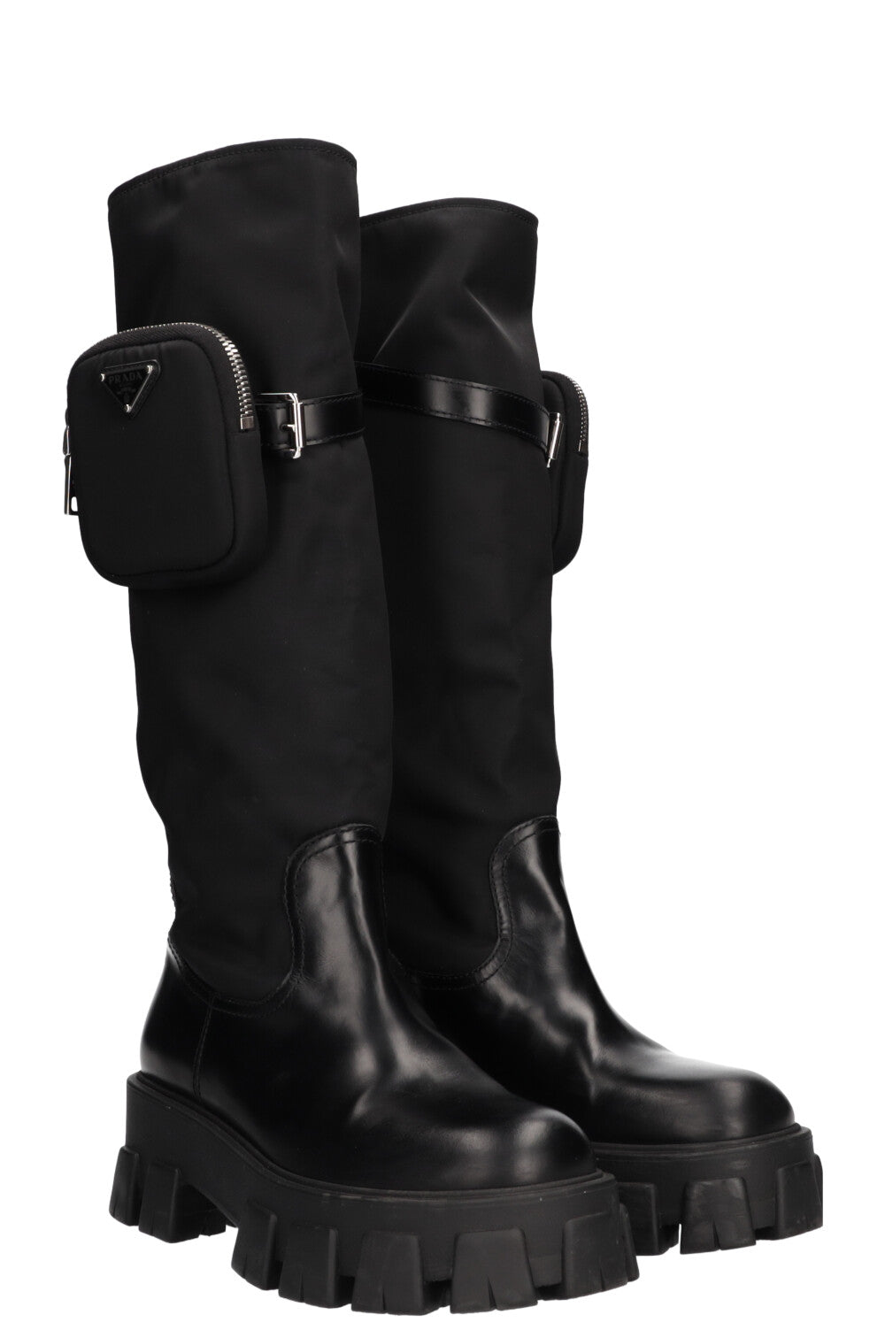 Prada Monolith High Boots Nylon Black Shoes