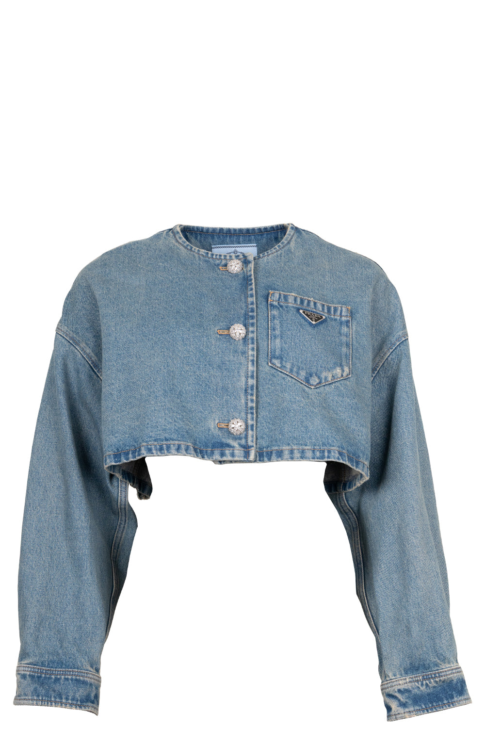 Prada Triangle Jacket Denim Blue Logo Handbag