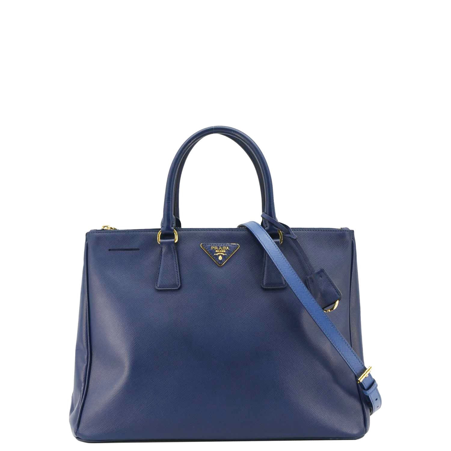Galleria Double Zip Saffiano Tote Bag Leather Blue Bag Blue