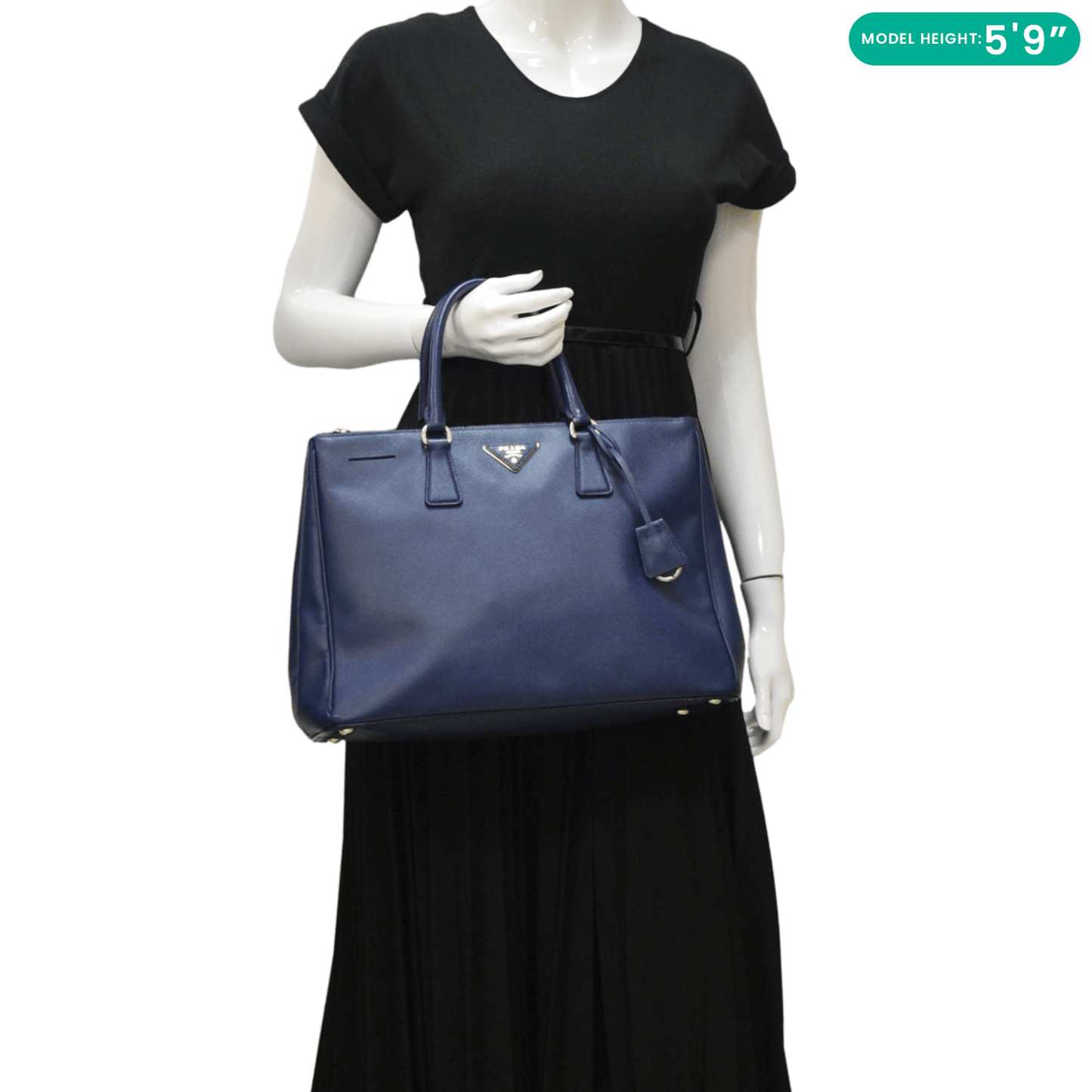Prada Galleria Double Tote Bag Leather Saffiano Blue