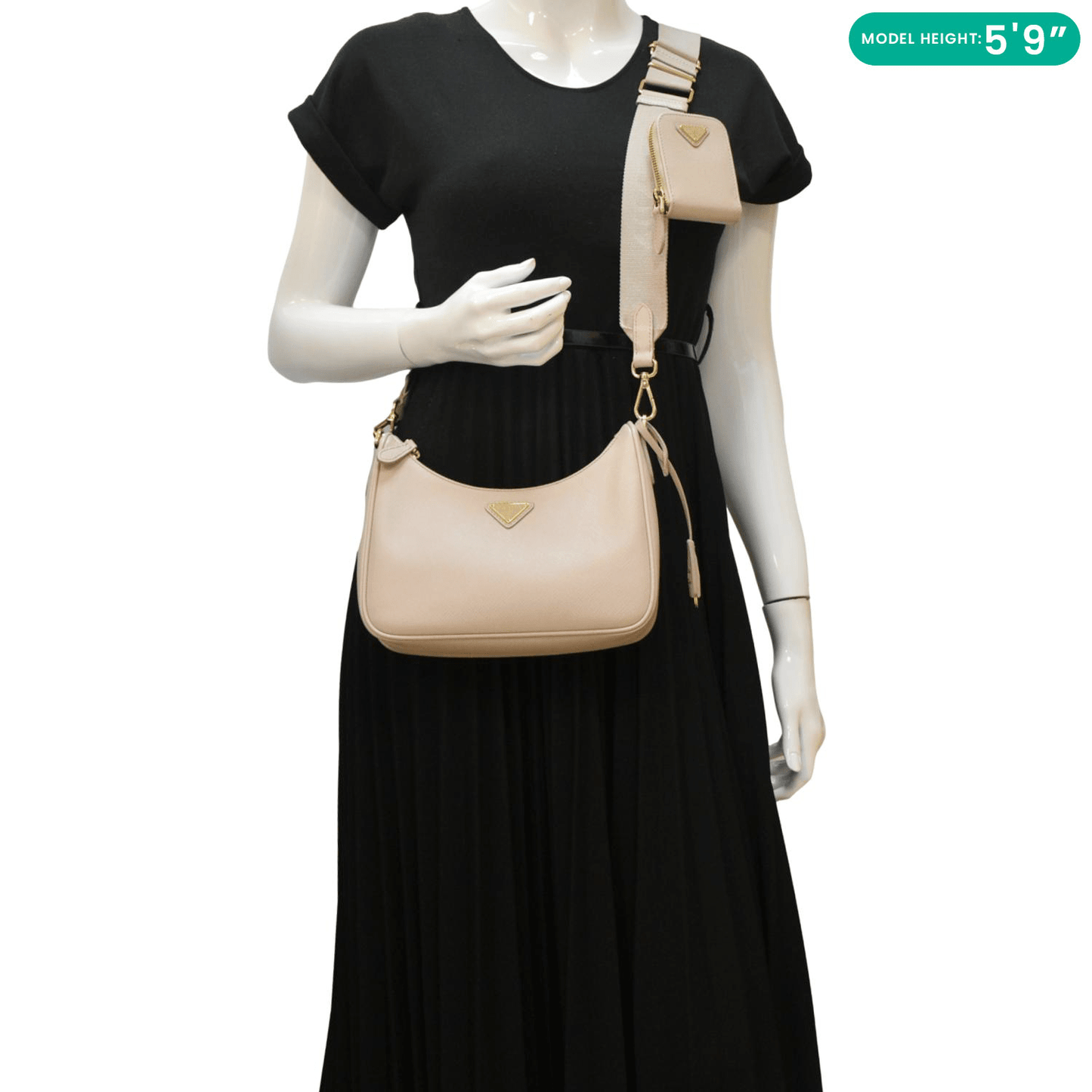 Re Edition Saffiano Shoulder Bag Cameo Leather Beige