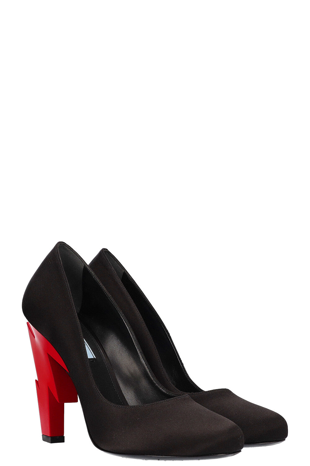 Prada Heels Lightning Heel Satin Black Shoes