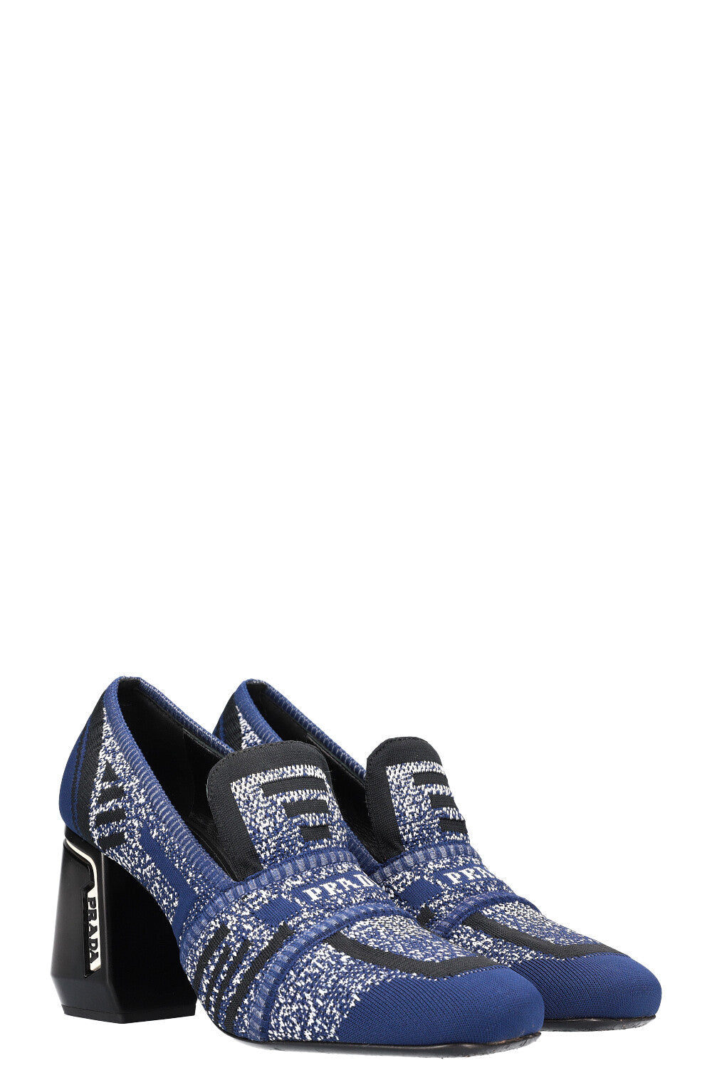 Prada Knit Heels Blue Shoes