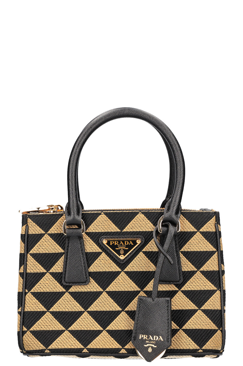 Prada Galleria Bag Canvas Black Beige Mini Bag