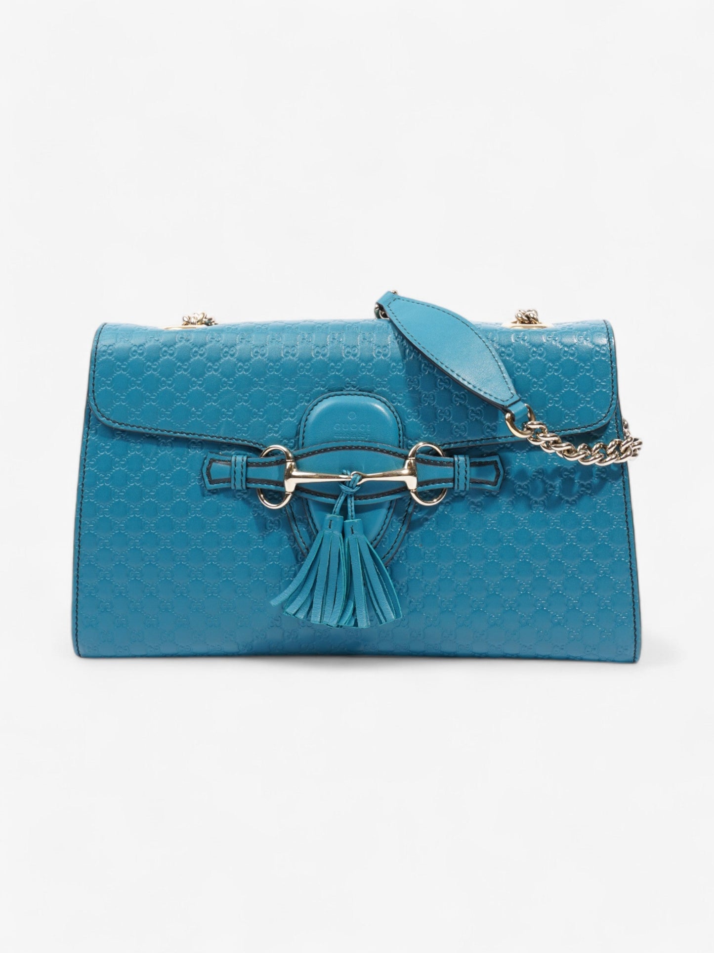 Gucci Emily ssima Deep Cobalt Embossed Shoulder Bag Leather Medium