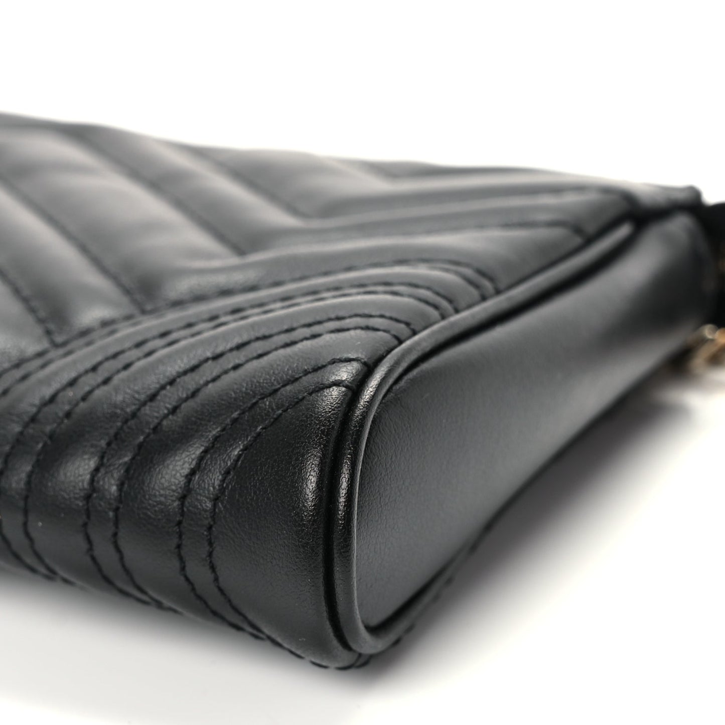 Gucci Calfskin Matelasse Chevron Small GG Marmont Shoulder Bag Black