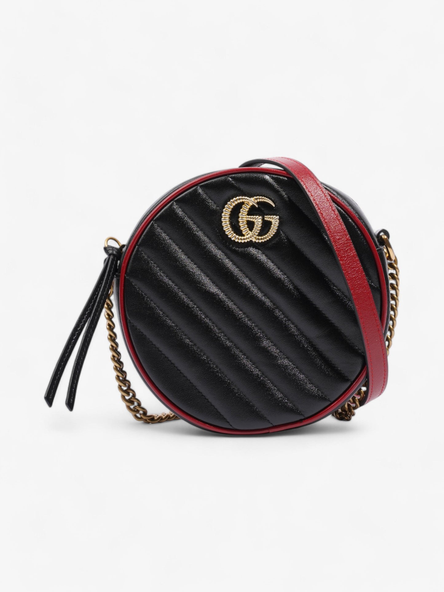 Gucci Marmont Round Red Crossbody Bag Leather Matelasse