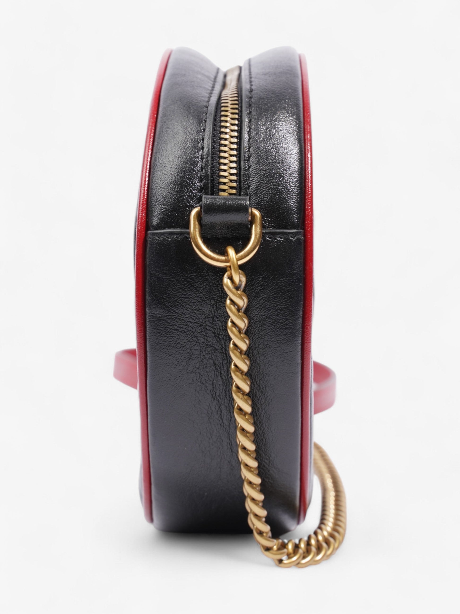 Gucci Marmont Round Red Crossbody Bag Leather Matelasse
