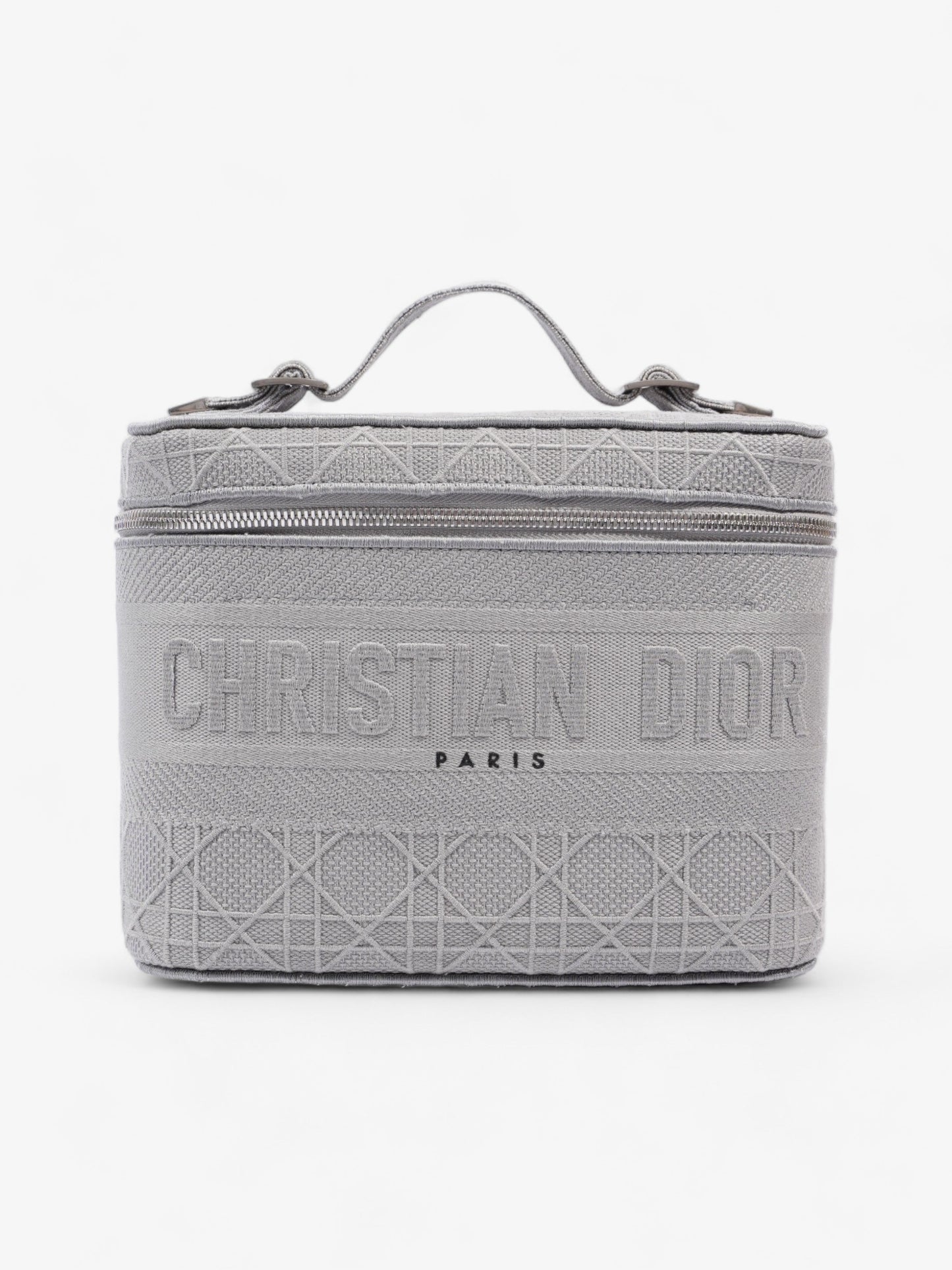 Dior Christian travel Vanity Case Grey Oblique Travel Bag Canvas Gray