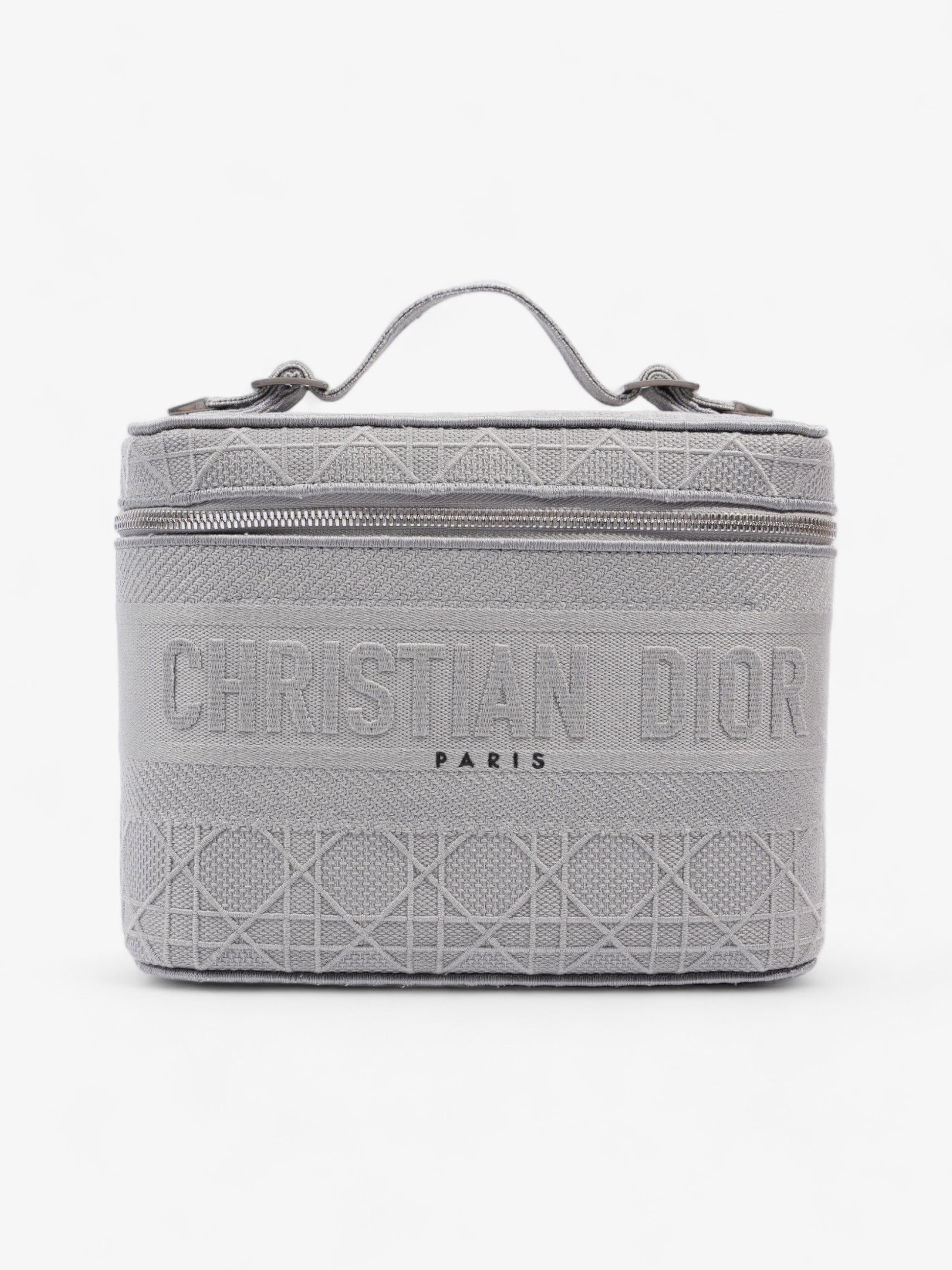 Dior Christian travel Vanity Case Grey Oblique Travel Bag Canvas Gray