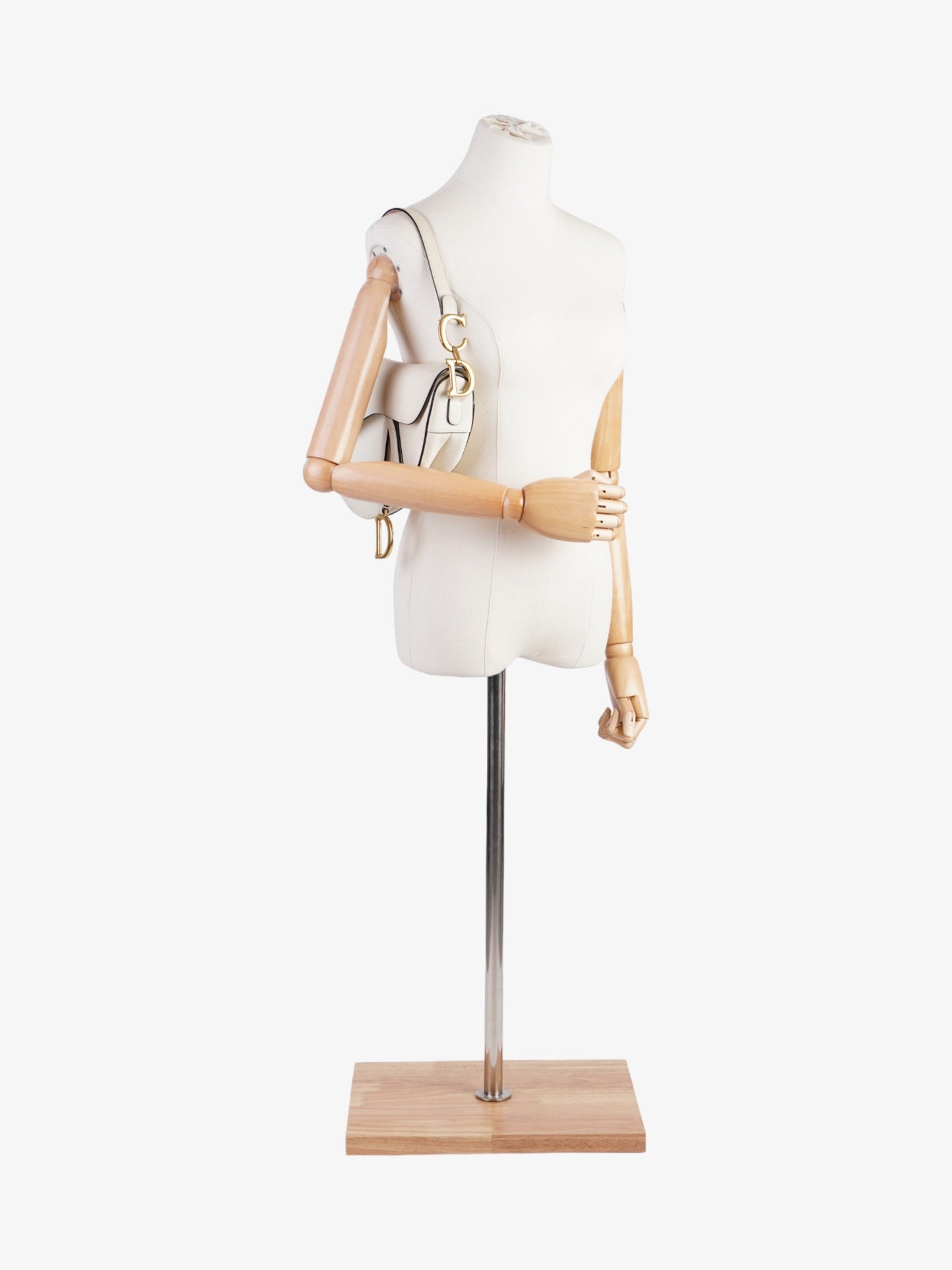 Dior Christian Saddle Shoulder Bag Leather Cream