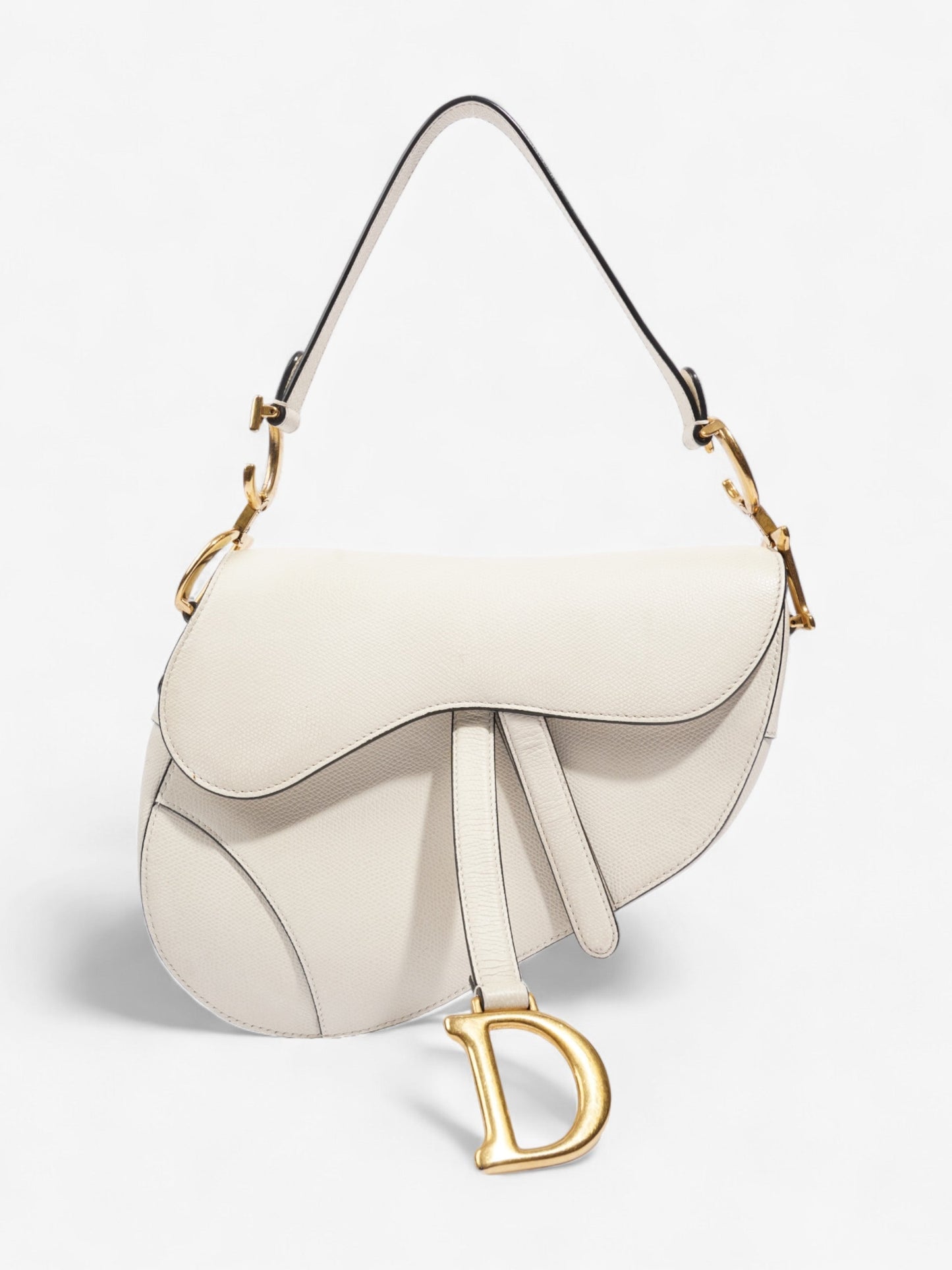Dior Christian Saddle Shoulder Bag Leather Cream