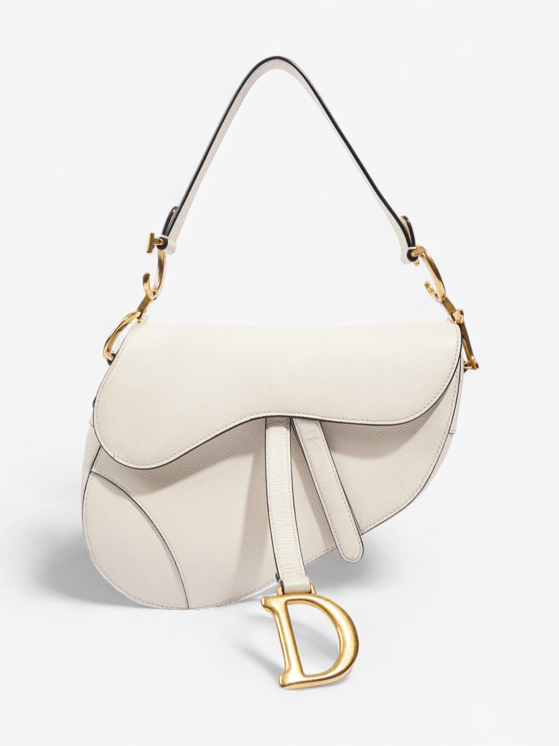 Dior Christian Saddle Shoulder Bag Leather Cream