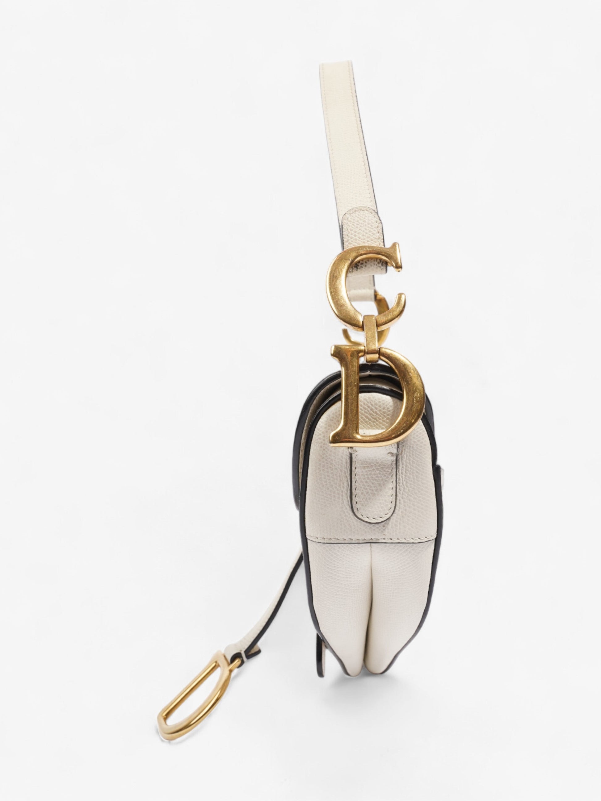 Dior Christian Saddle Shoulder Bag Leather Cream