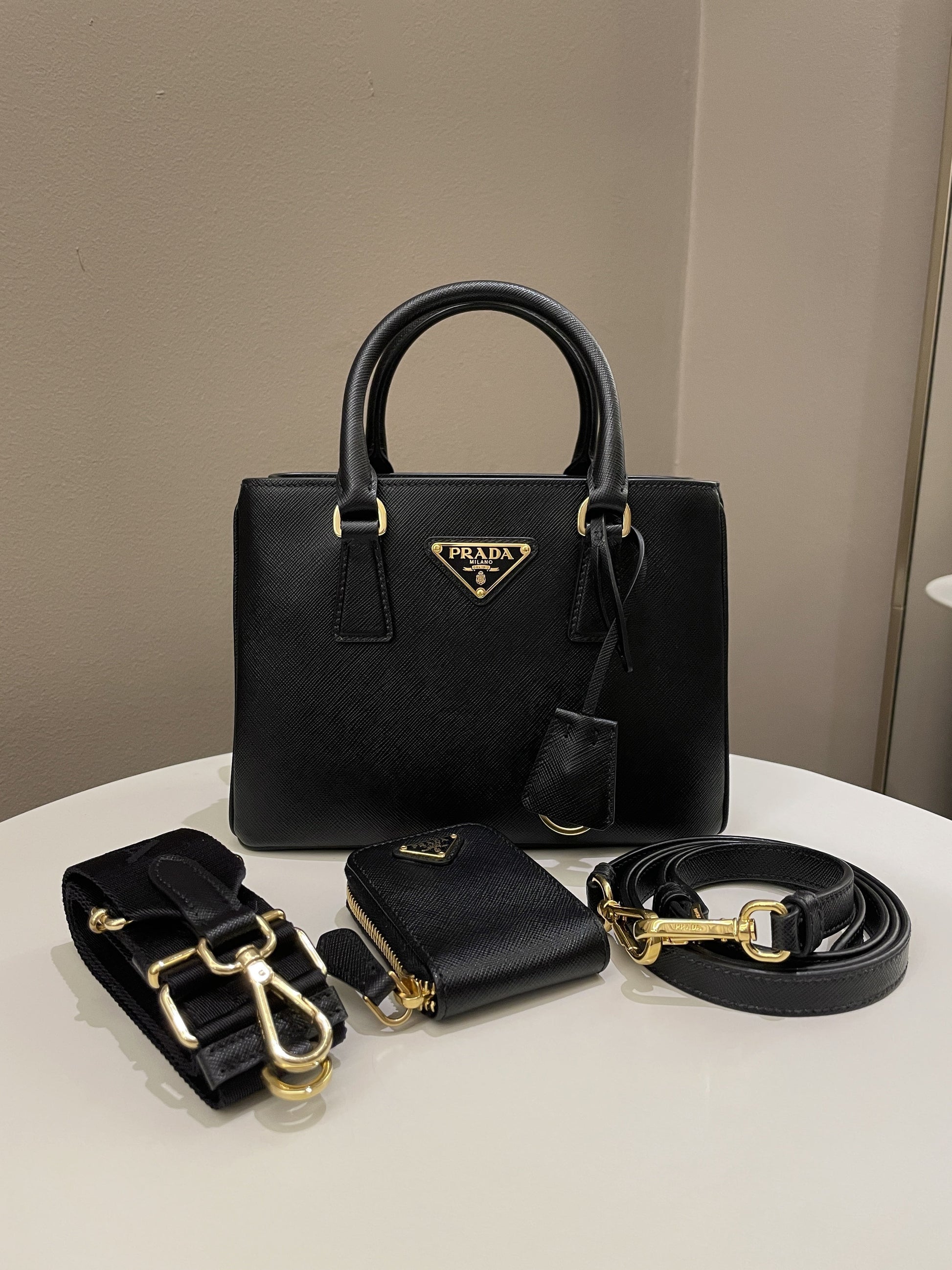 Prada Re Edition Galleria Tote Leather Saffiano Black Tote Bag