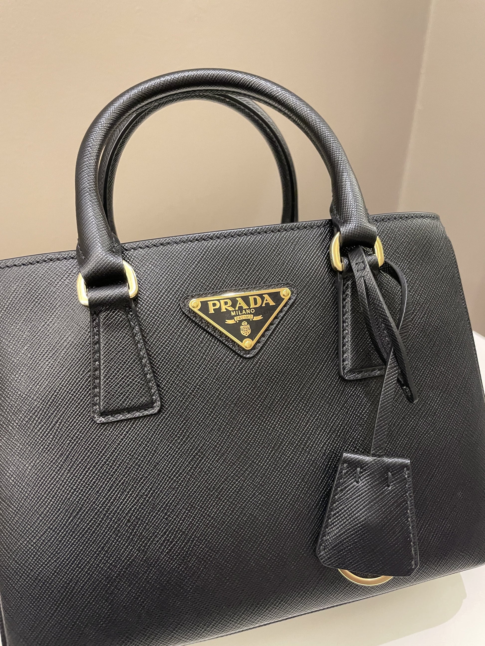Prada Re Edition Galleria Tote Leather Saffiano Black Tote Bag