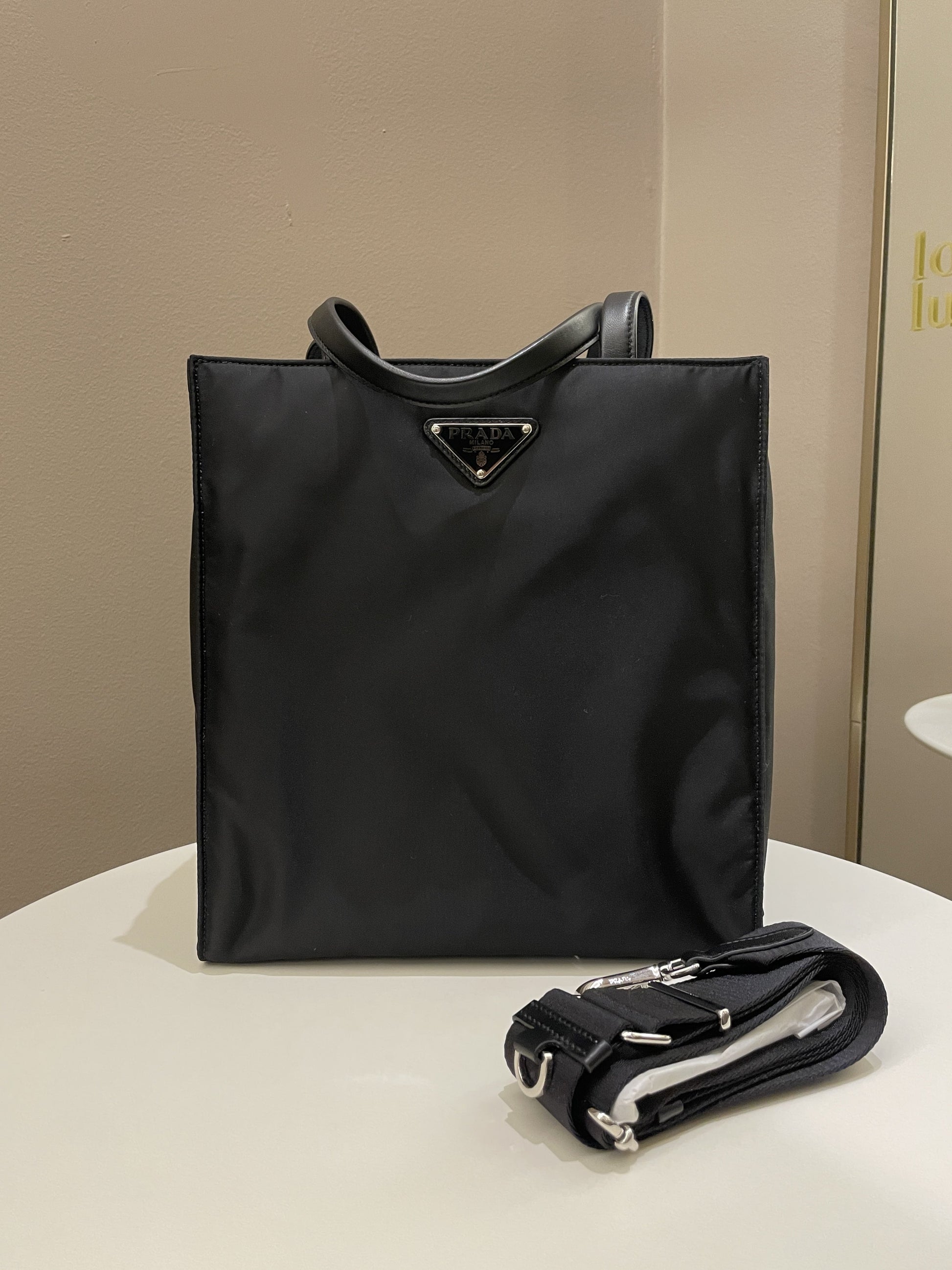 Prada Padded Two Way Shopper Tote Nylon Black Tote Bag