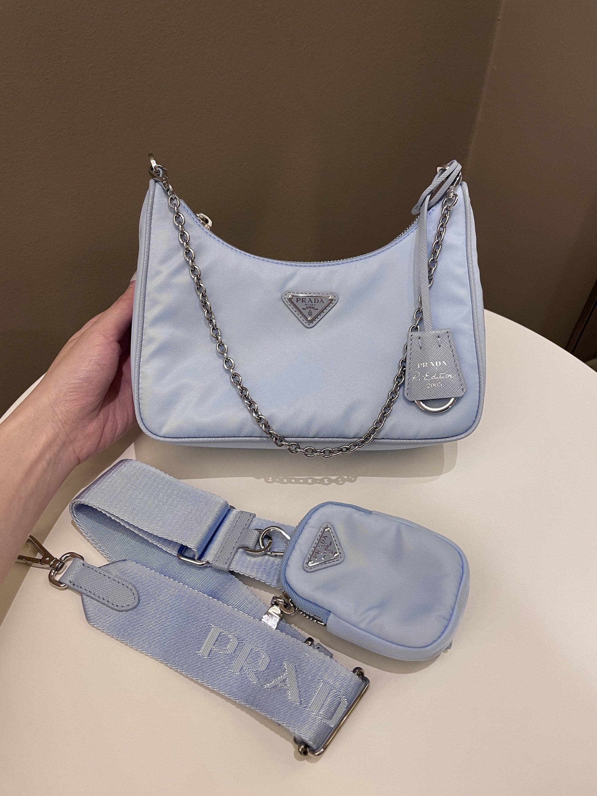 Prada Re Edition Bag Sky Nylon Blue Travel Bag