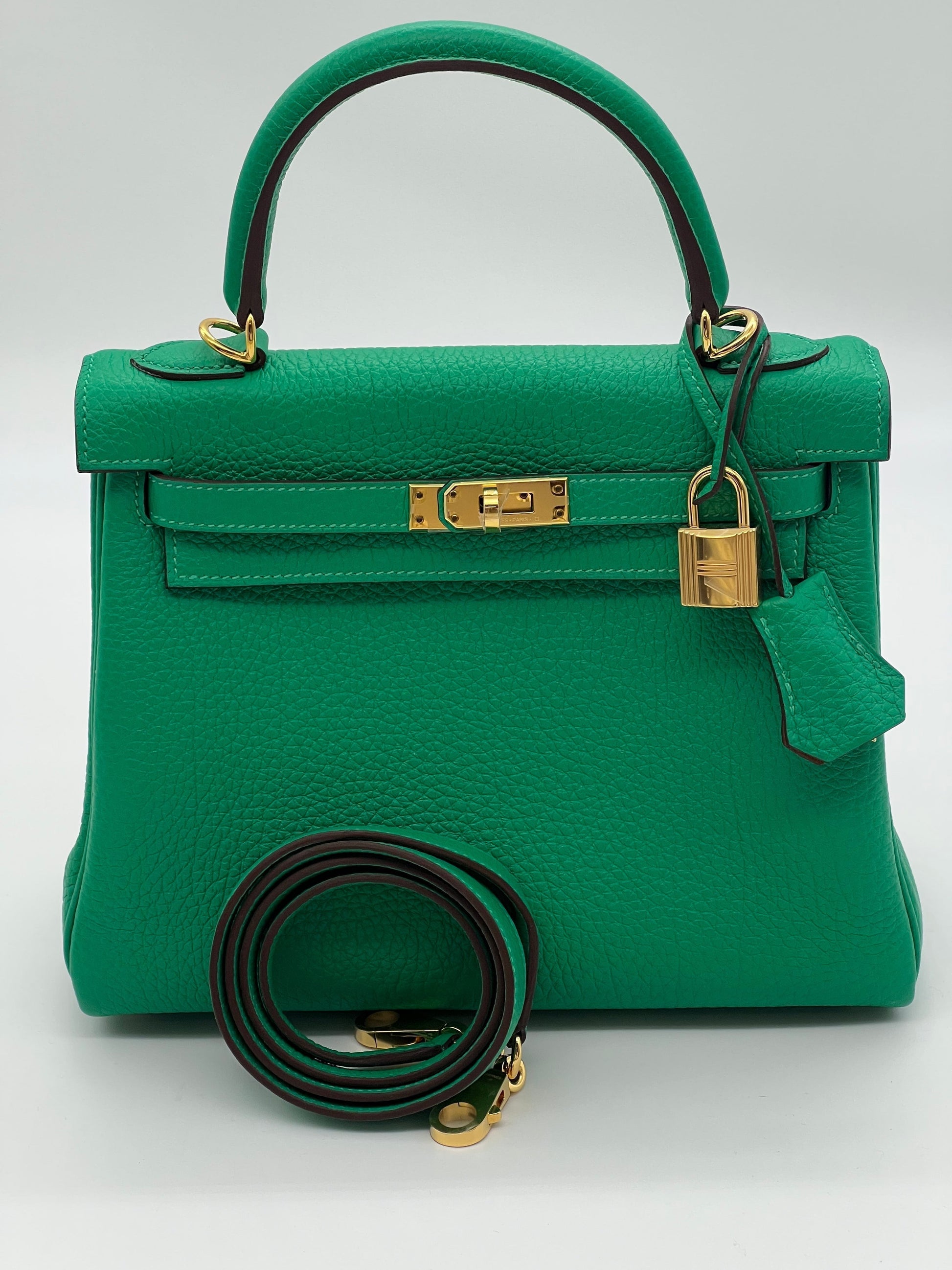 Gucci Hermes Kelly Retourne Veau Togo Perso Menthe Travel Bag
