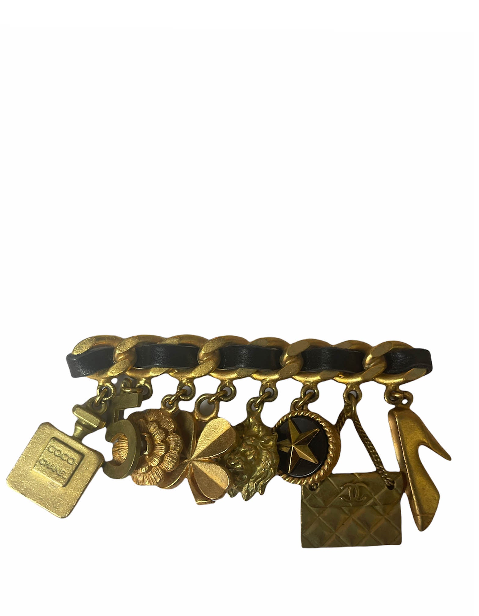 Chanel 1994 Leather Laced Iconic Charm Brooch