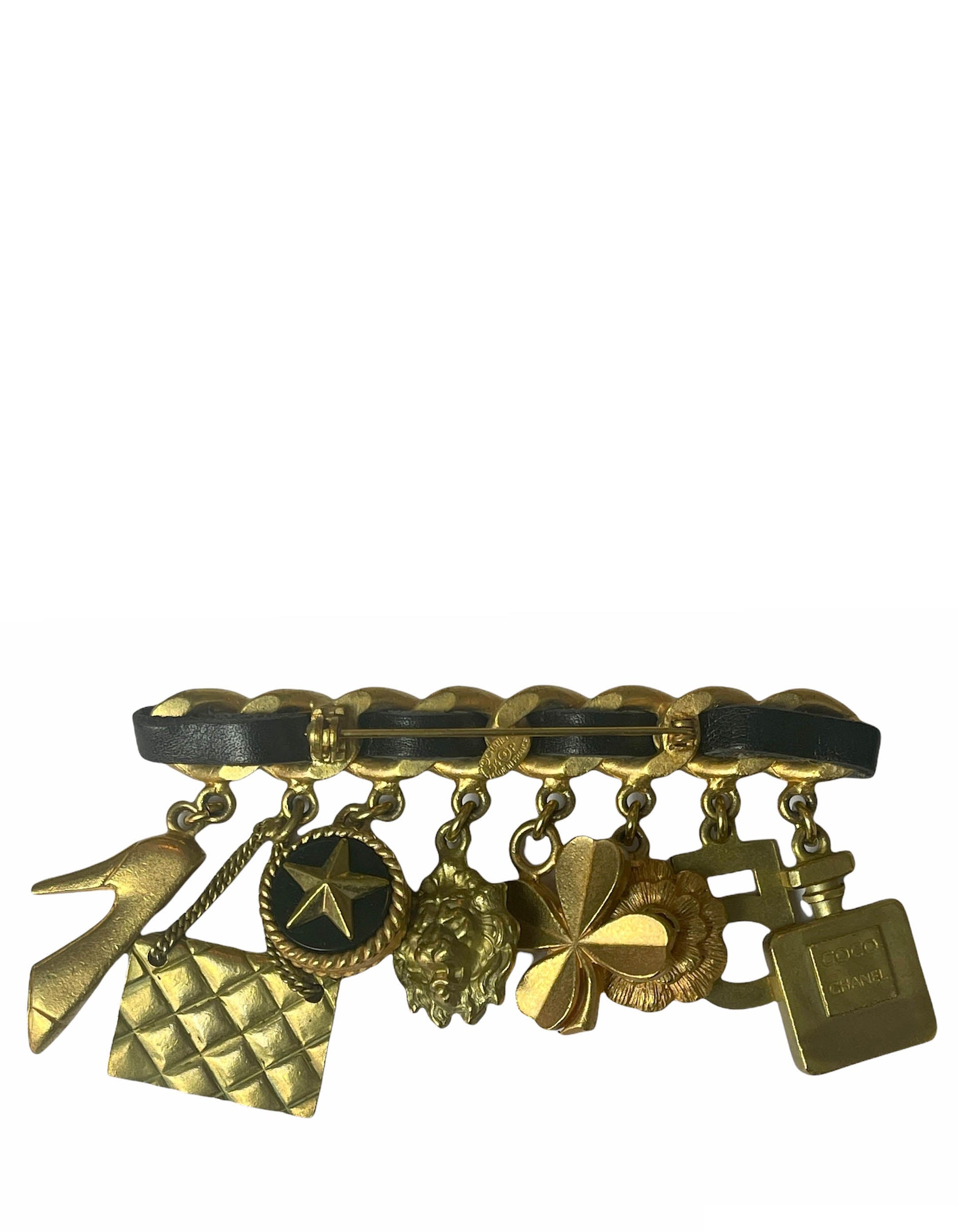 Chanel 1994 Leather Laced Iconic Charm Brooch