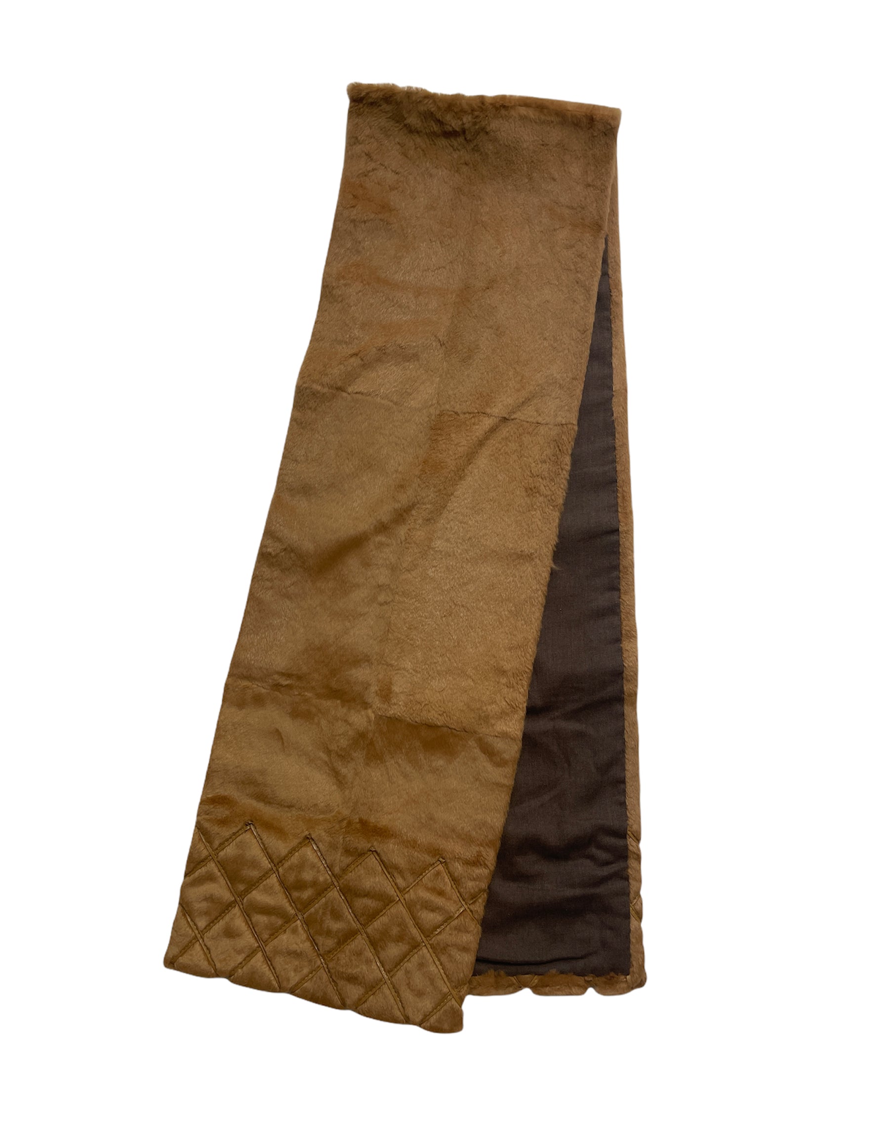 Chanel Tan Rabbit Fur Stole Scarf W. Quilting Bag
