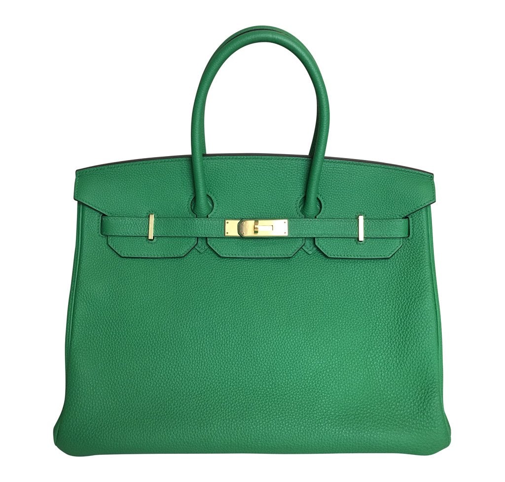 Hermes Luxury Birkin Bamboo Togo Ghw Bag Green Travel Bag
