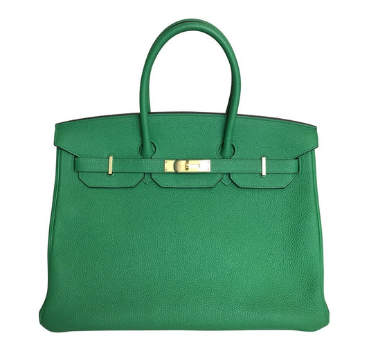 Hermes Birkin Bamboo Togo Ghw Bag Green Travel Bag