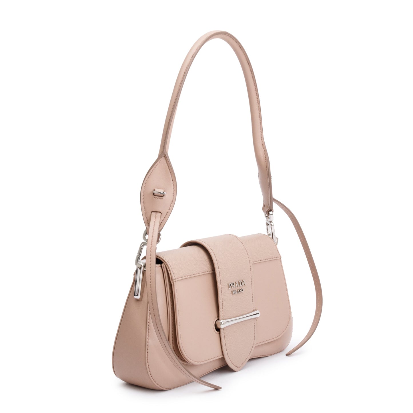 Prada City Calf Saffiano Sidonie Shoulder Bag Beige