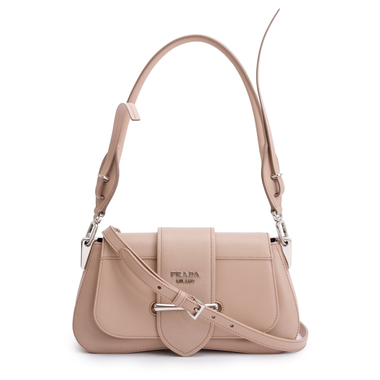 Prada City Calf Saffiano Sidonie Shoulder Bag Beige