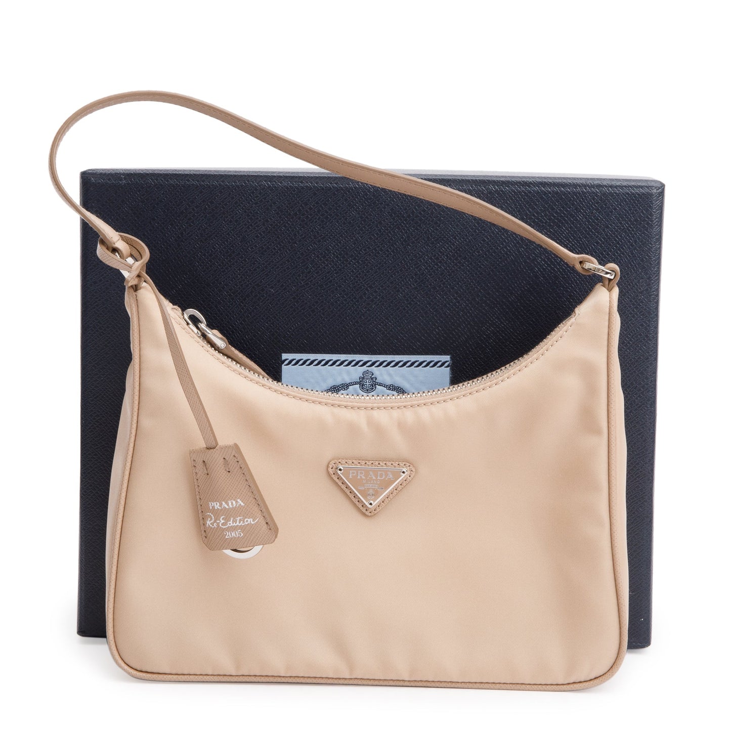 Prada Re Edition Re And Bag Nylon Saffiano Beige Travel Bag