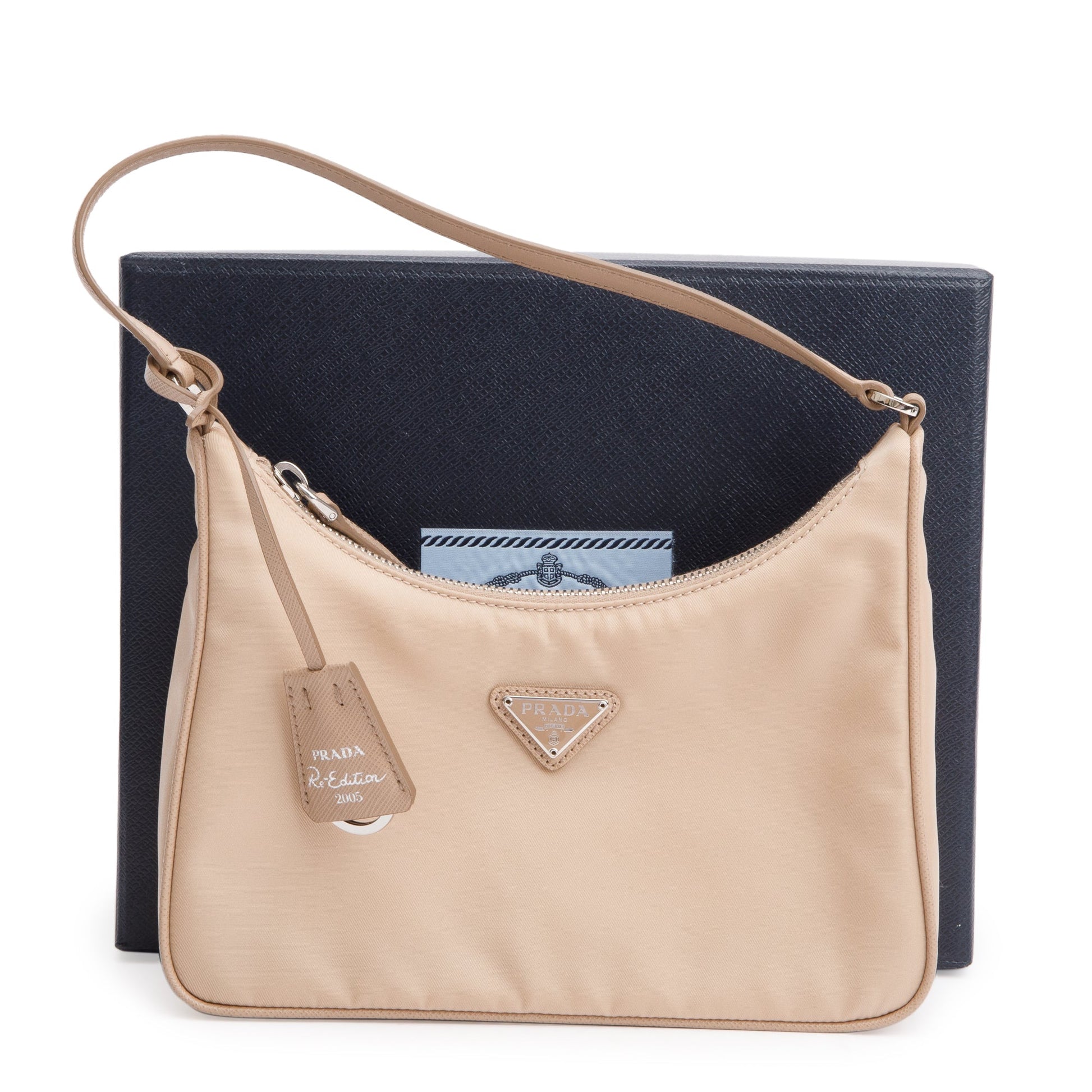 Prada Re Edition Re And Bag Nylon Saffiano Beige Travel Bag