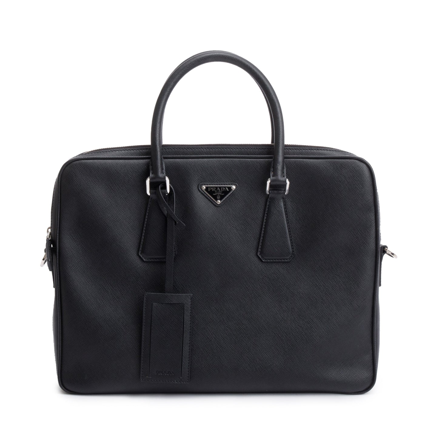 Prada Saffiano Travel Briefcase Handbag Black Travel Bag
