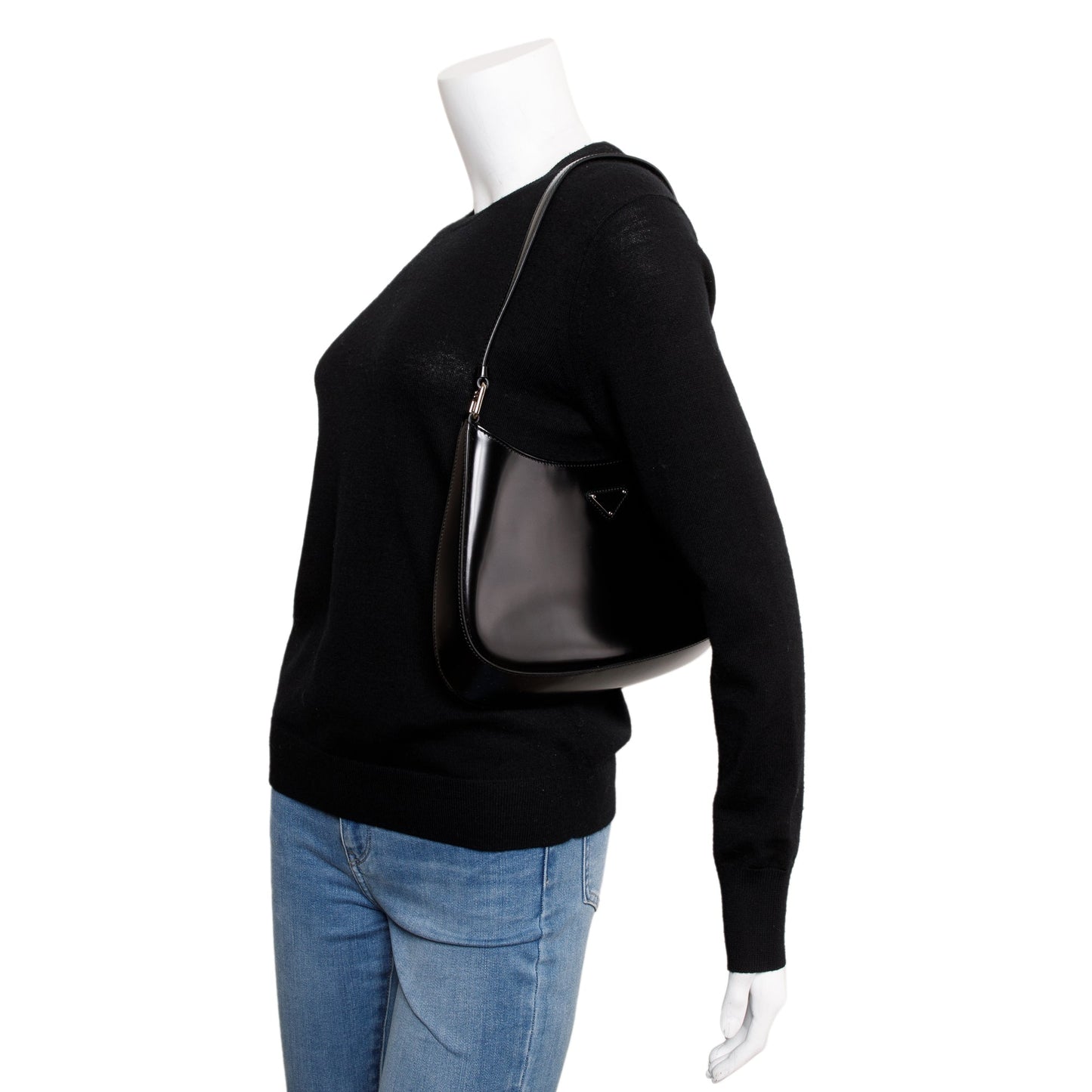 Prada Spazzolato Cleo Bag Leather Black Travel Bag Cleo Bag